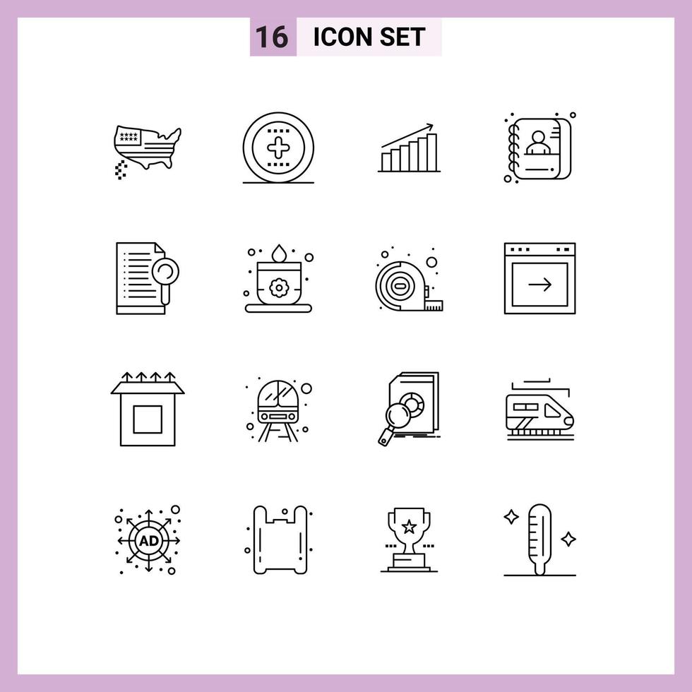 16 creativo icone moderno segni e simboli di dati richiedente analisi statistica grafico modificabile vettore design elementi
