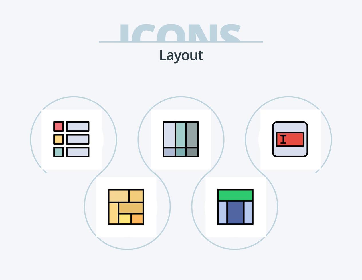 disposizione linea pieno icona imballare 5 icona design. . . pagina web. disposizione. telaio vettore