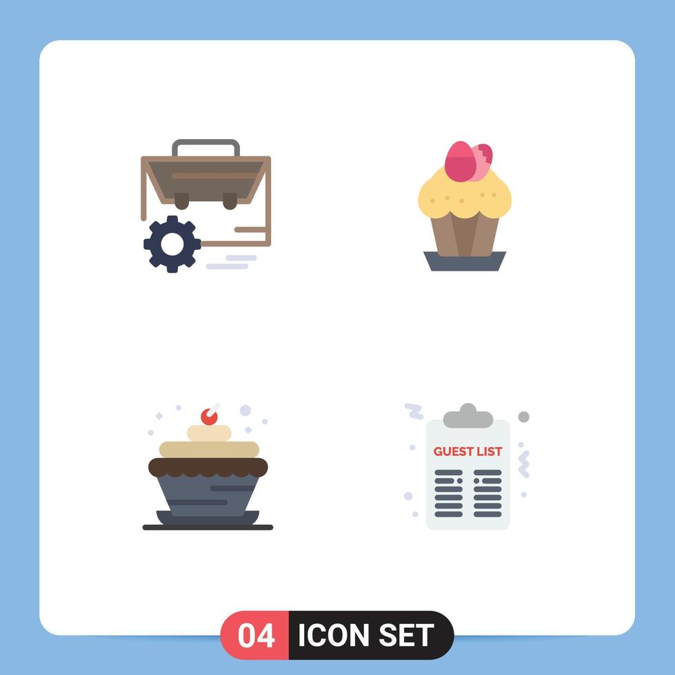 universale icona simboli gruppo di 4 moderno piatto icone di Borsa Pasqua ingegnere torta compleanno modificabile vettore design elementi