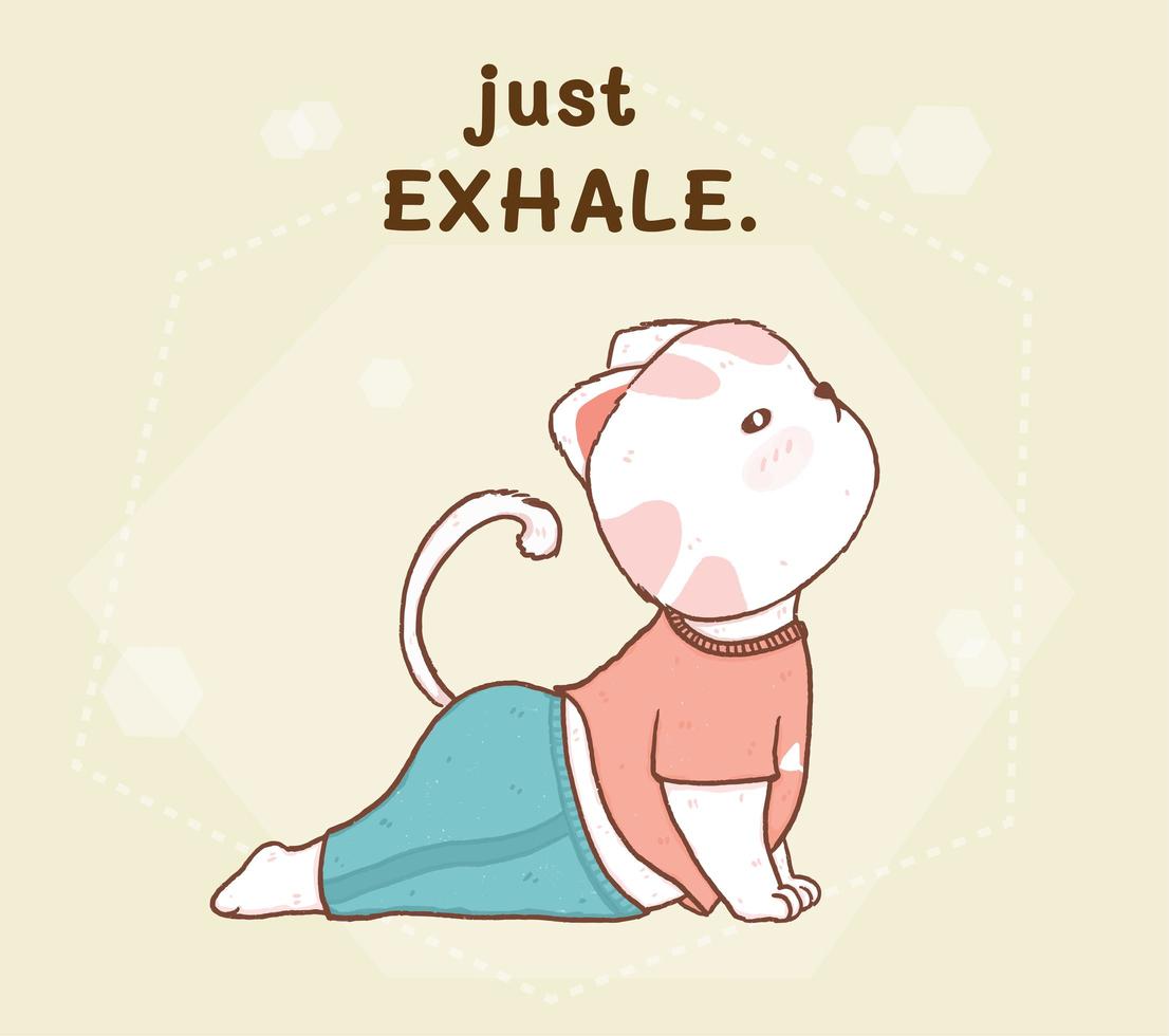 simpatico gatto bianco che fa yoga vettore