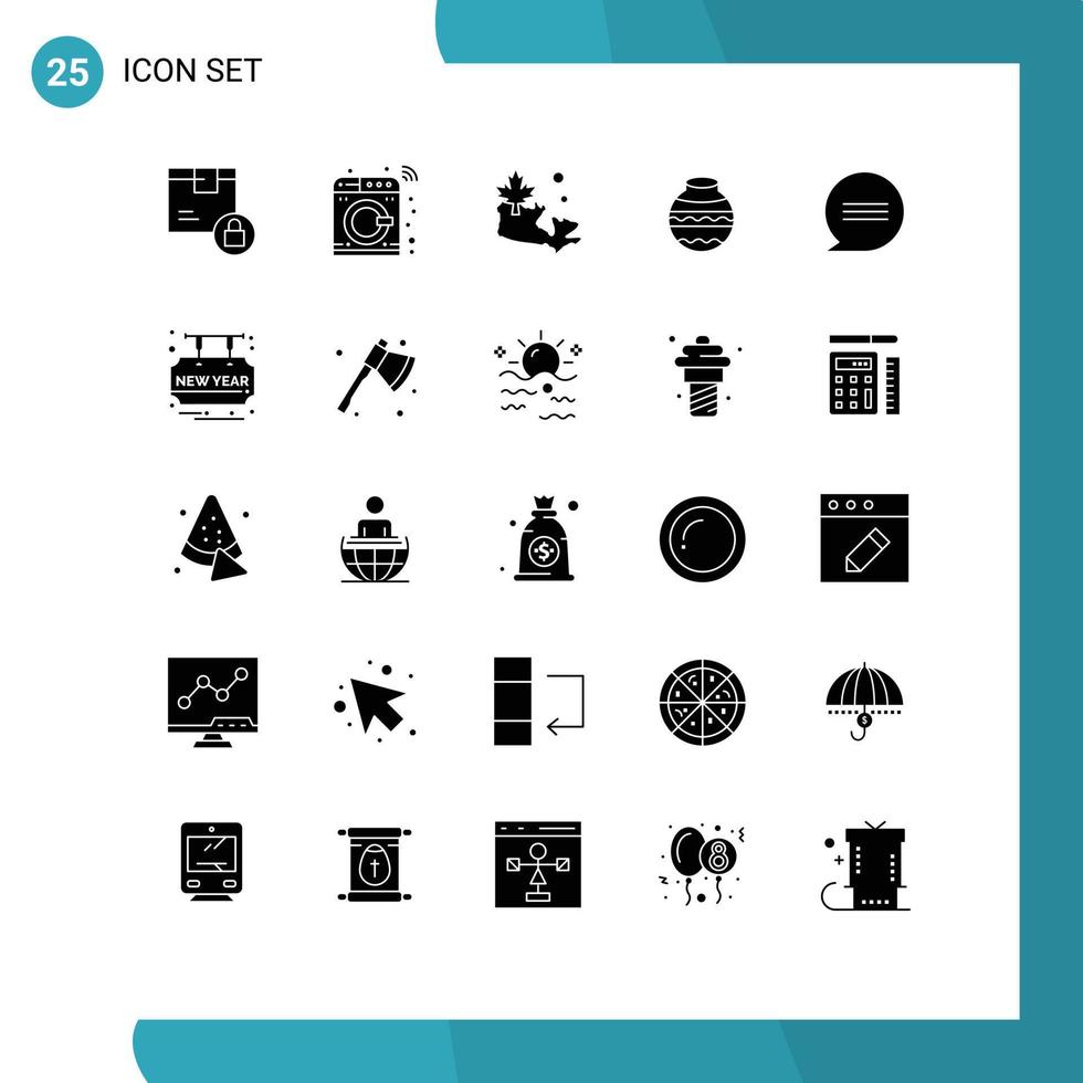 25 solido glifo concetto per siti web mobile e applicazioni Chiacchierare pongale lavaggio acqua pentola modificabile vettore design elementi