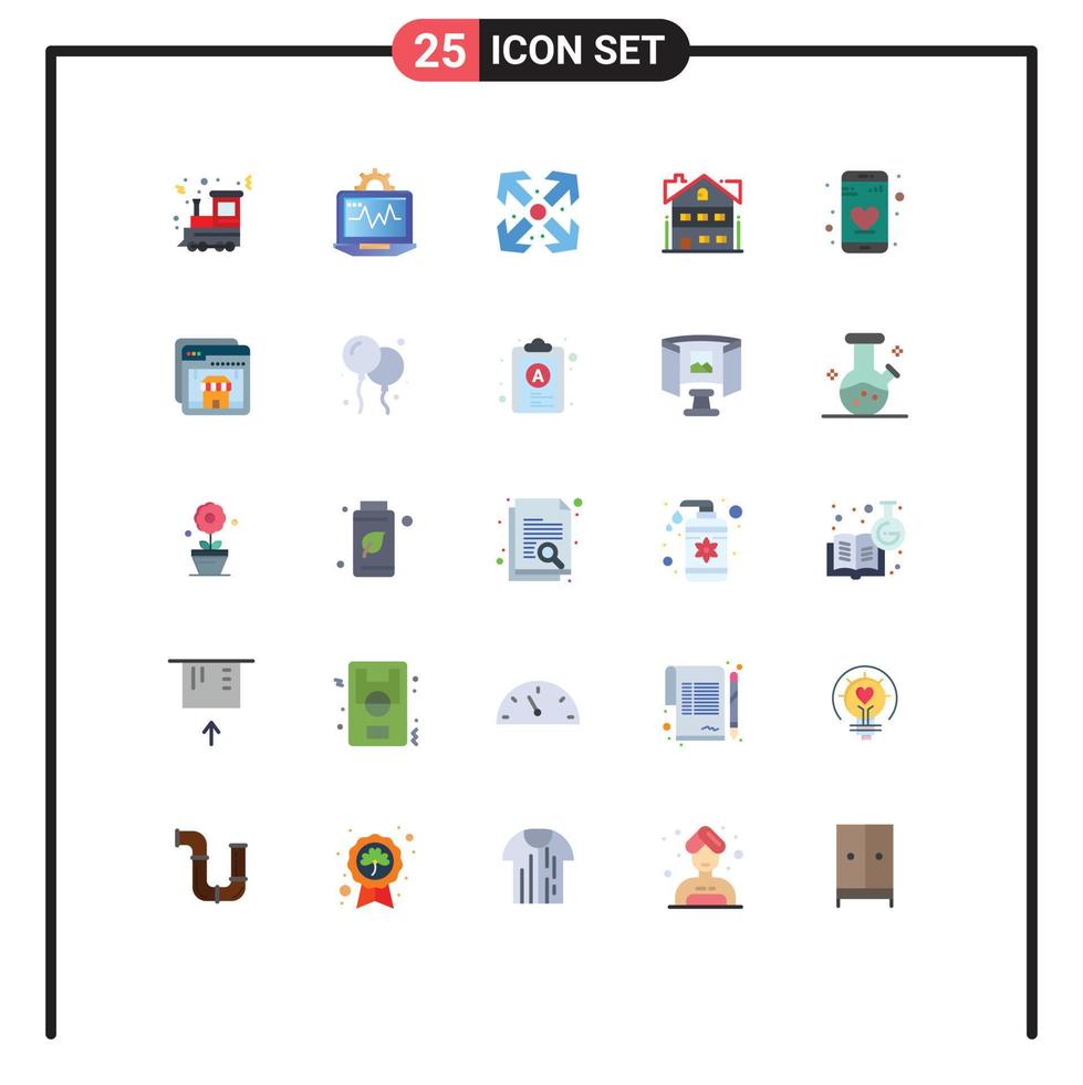 universale icona simboli gruppo di 25 moderno piatto colori di Telefono App frecce casa appartamento modificabile vettore design elementi