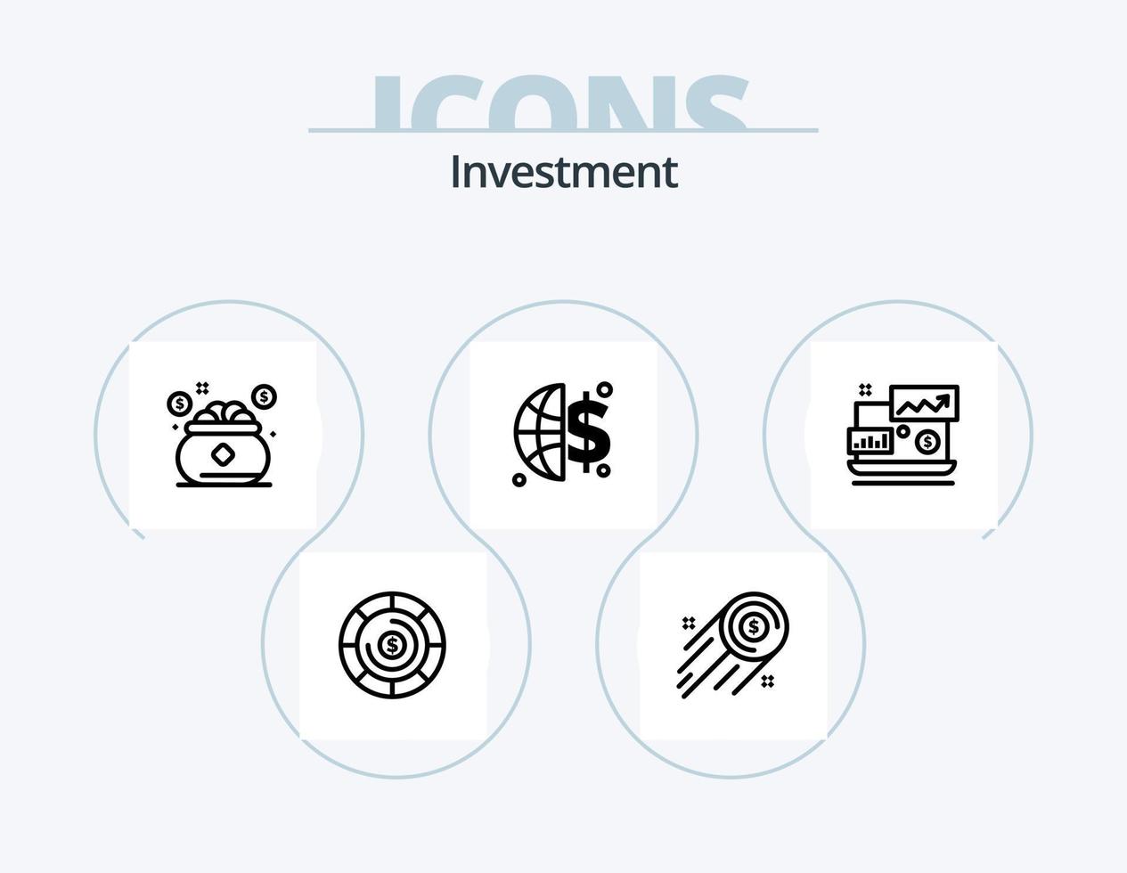 investimento linea icona imballare 5 icona design. Salva. investimento. dollaro. assicurazione. investire vettore