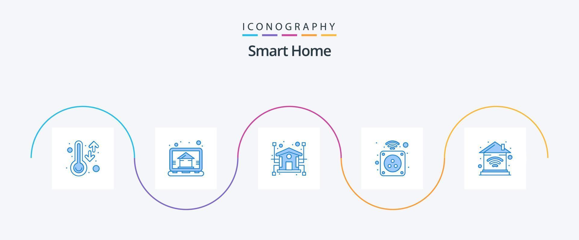 inteligente casa blu 5 icona imballare Compreso casa. tappo. automazione. casa. elettricità vettore
