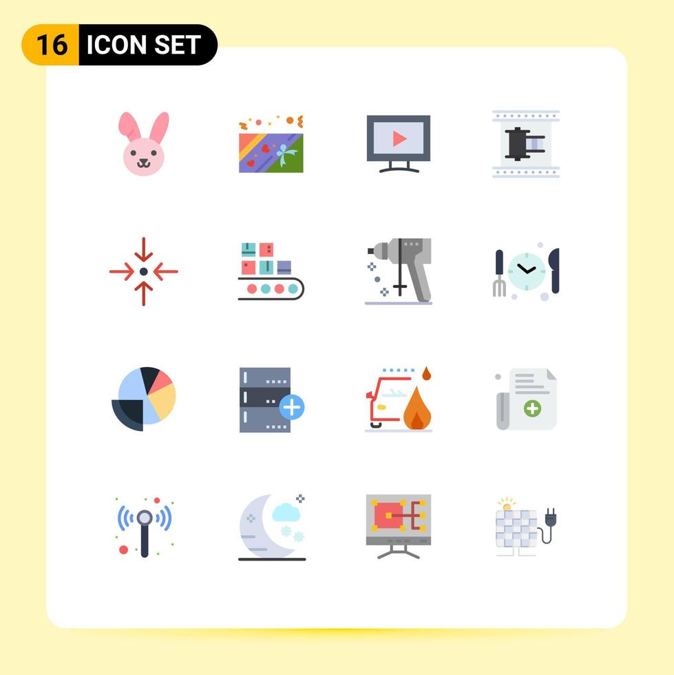 impostato di 16 moderno ui icone simboli segni per scala freccia video film striscia pellicola modificabile imballare di creativo vettore design elementi
