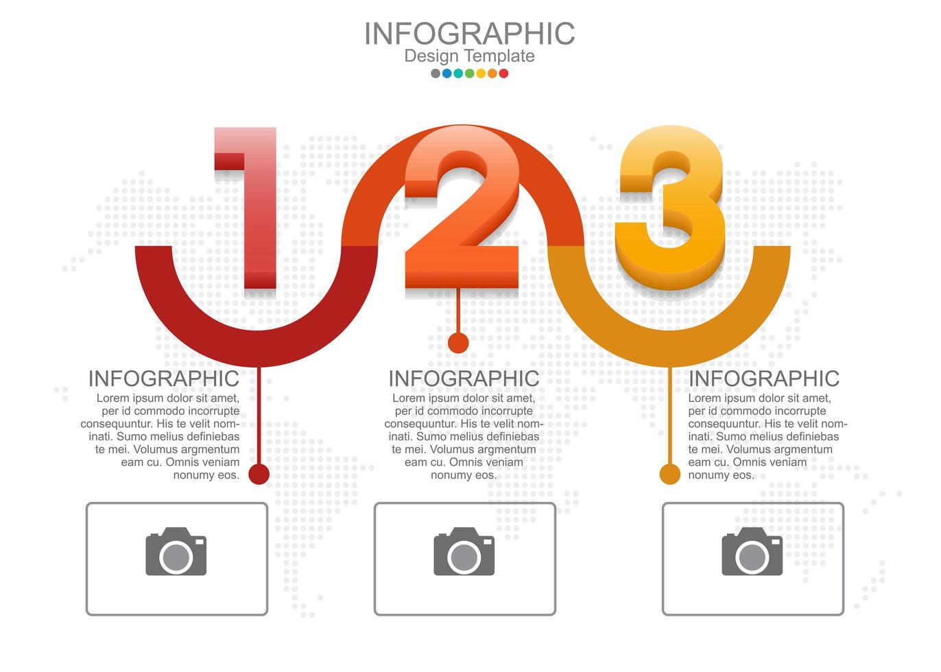 modello di infografica vettoriale con tre opzioni e icone.