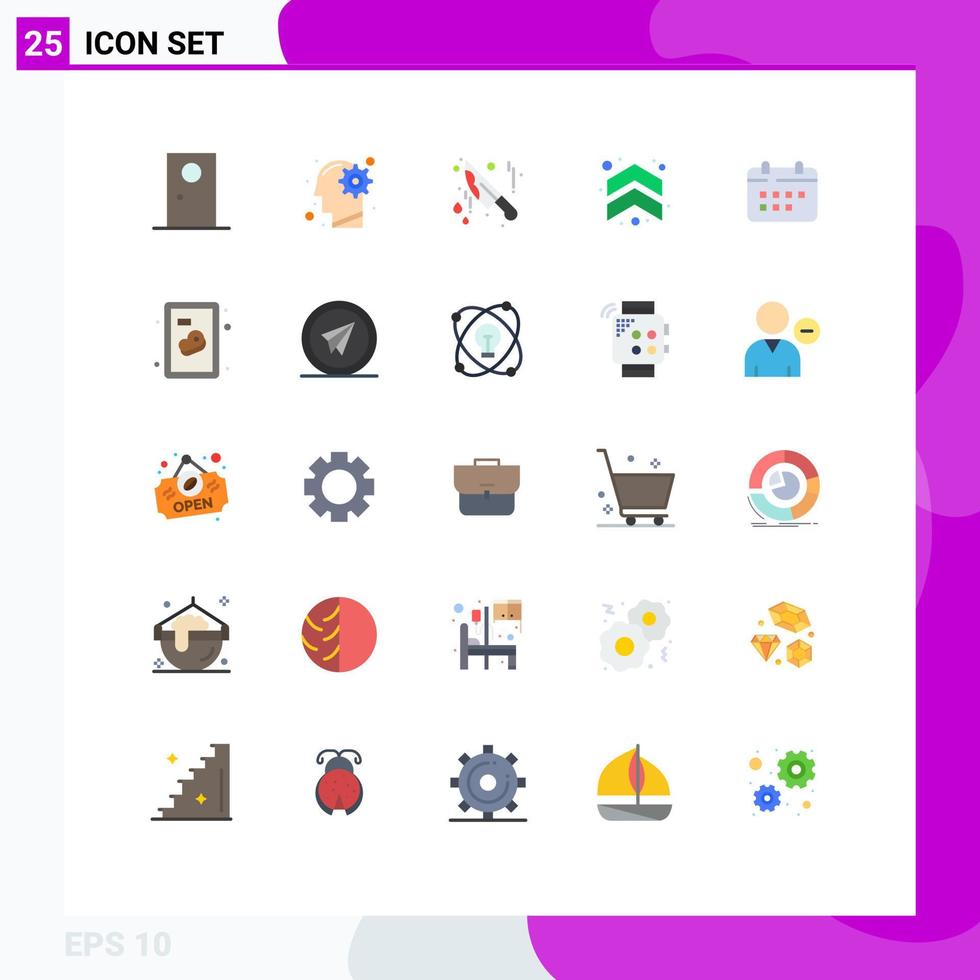 imballare di 25 creativo piatto colori di calendario su processi frecce coltello modificabile vettore design elementi