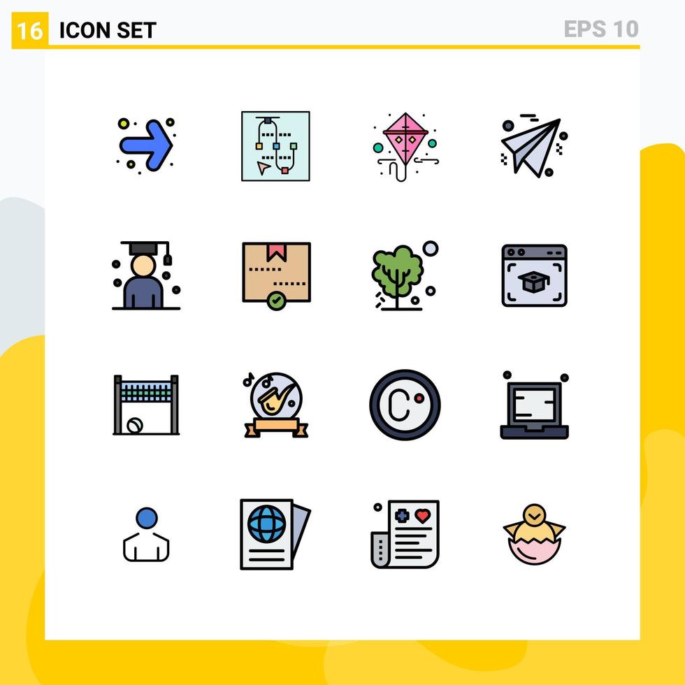 impostato di 16 moderno ui icone simboli segni per studioso diplomato aquilone avatar aereo modificabile creativo vettore design elementi