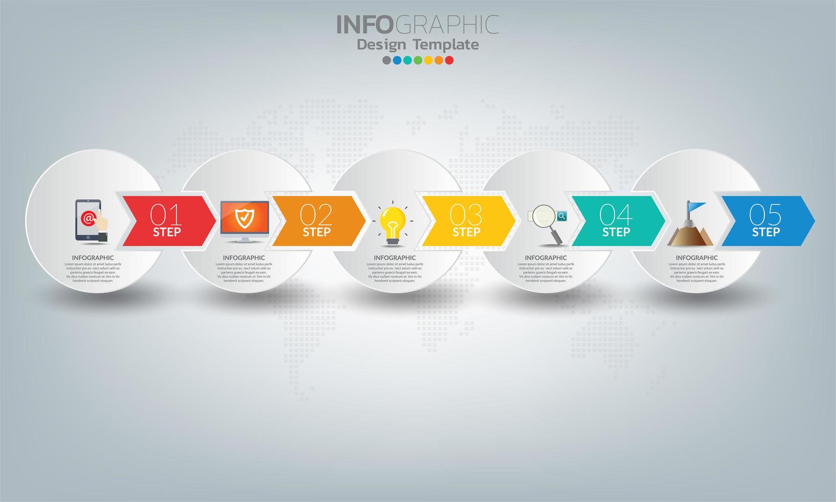 elementi di infografica aziendale con 5 sezioni o passaggi vettore