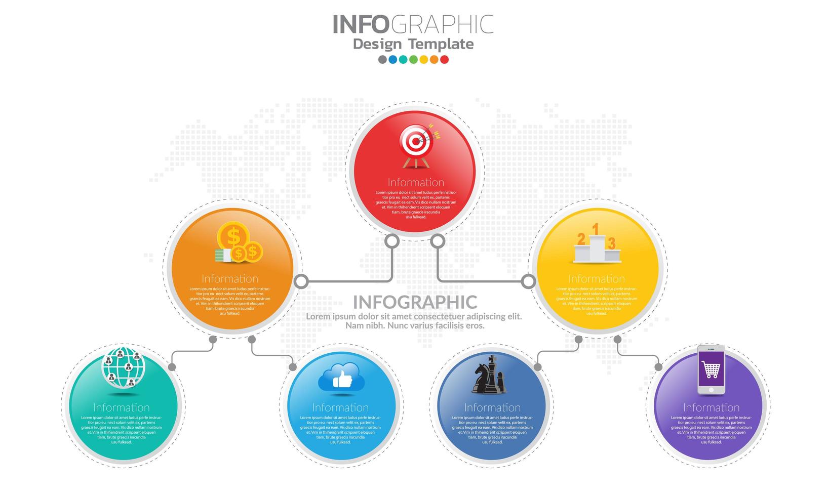 modello di infografica timeline con 7 parti vettore