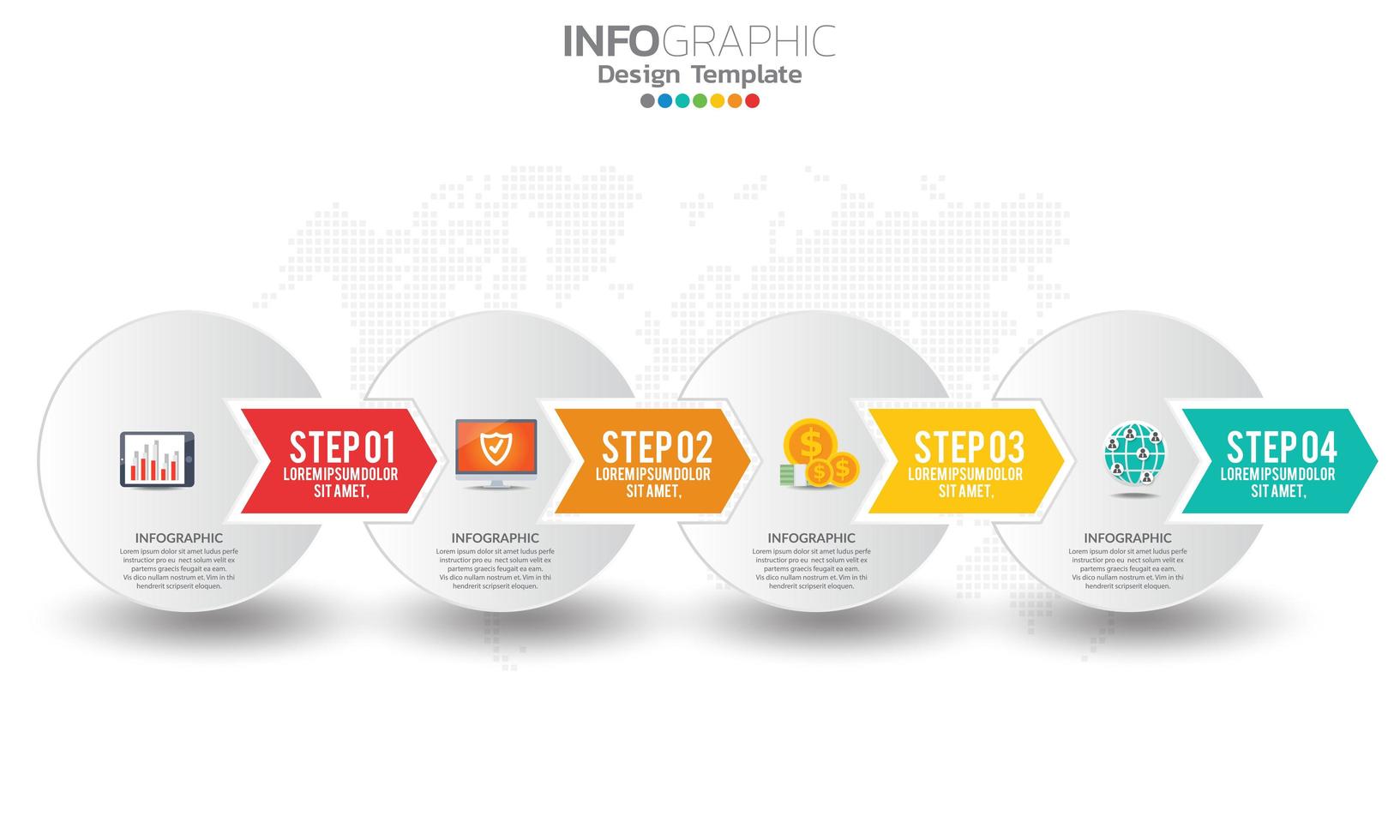 elementi di infografica aziendale con 4 sezioni o passaggi vettore