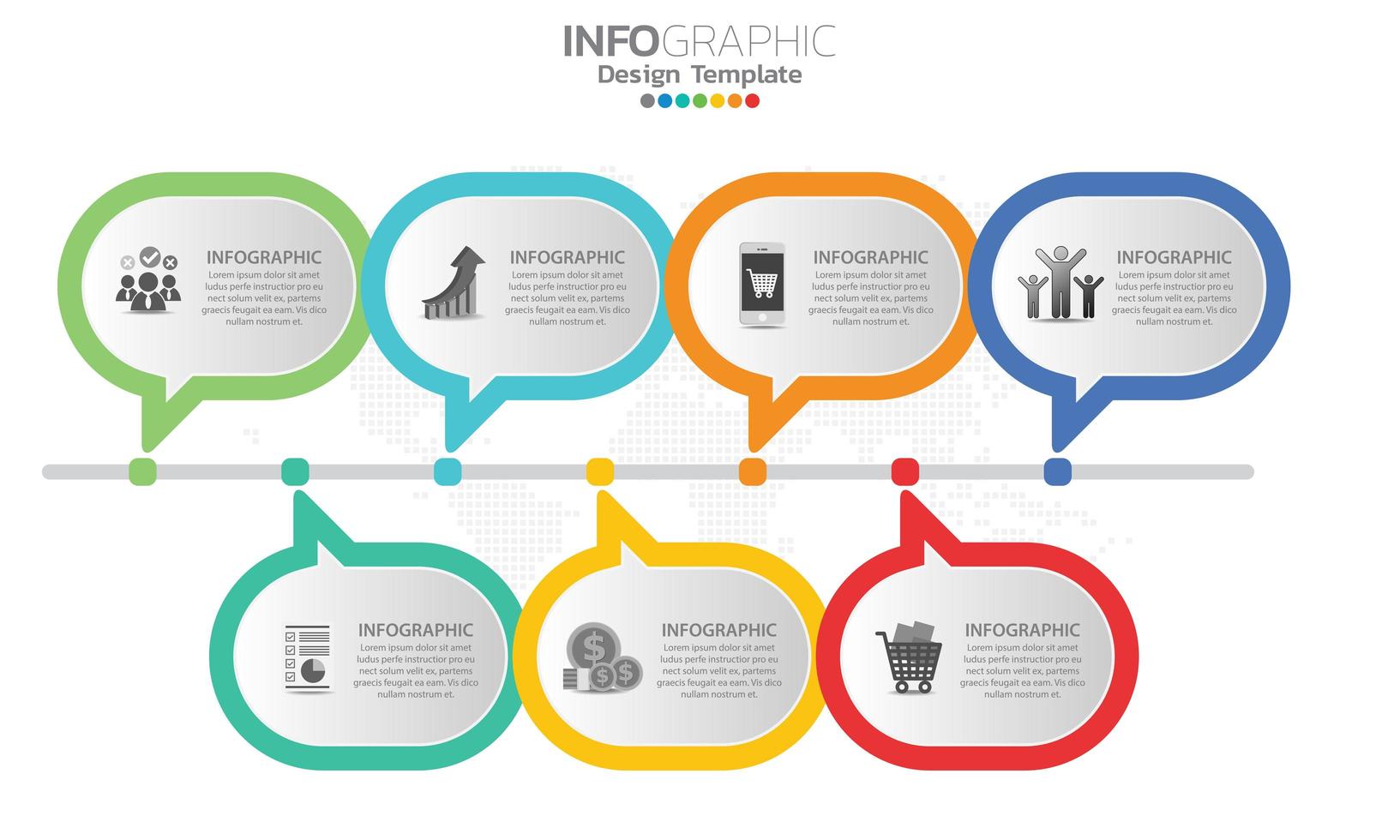 elementi di infografica aziendale con 7 sezioni o passaggi vettore