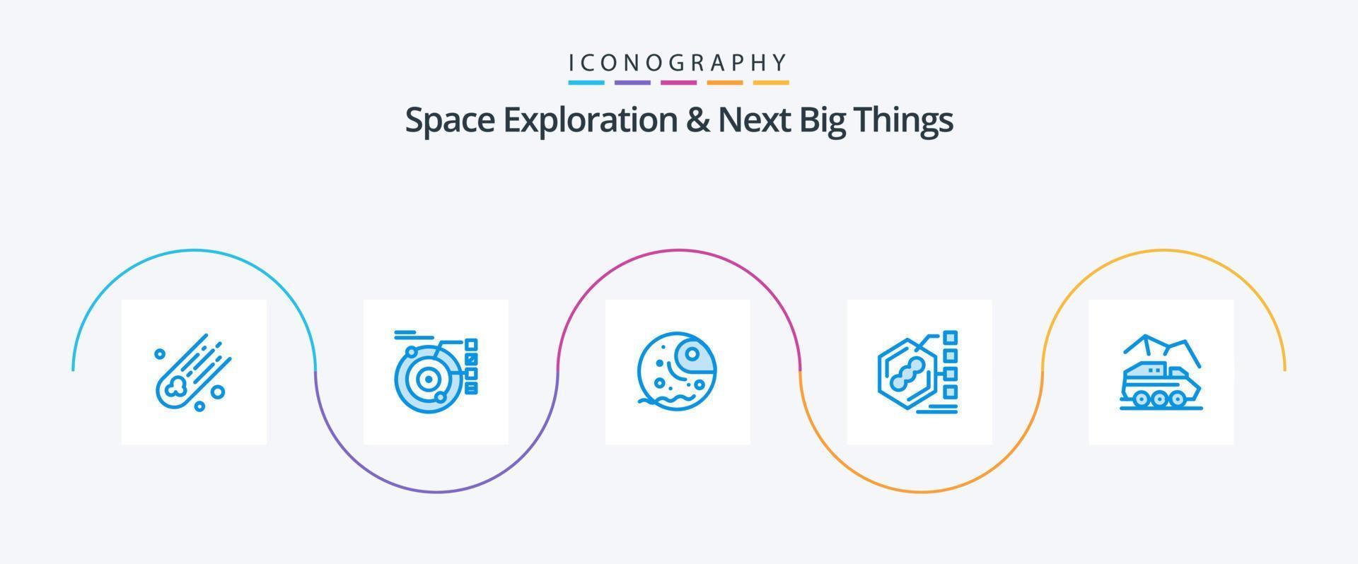 spazio esplorazione e Il prossimo grande cose blu 5 icona imballare Compreso esplorazione. modulo. distante. visita medica. batteri vettore