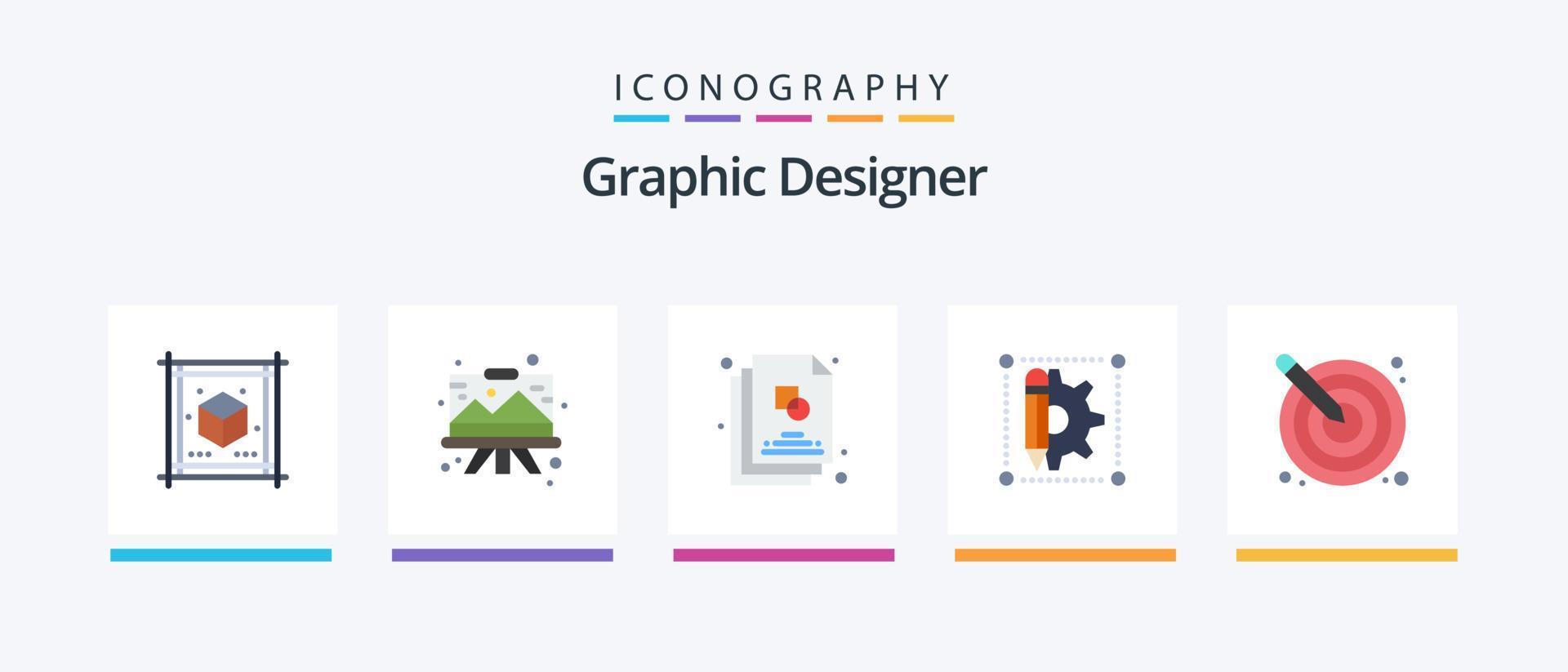 grafico progettista piatto 5 icona imballare Compreso freccia. Ingranaggio. la pittura. design. design. creativo icone design vettore