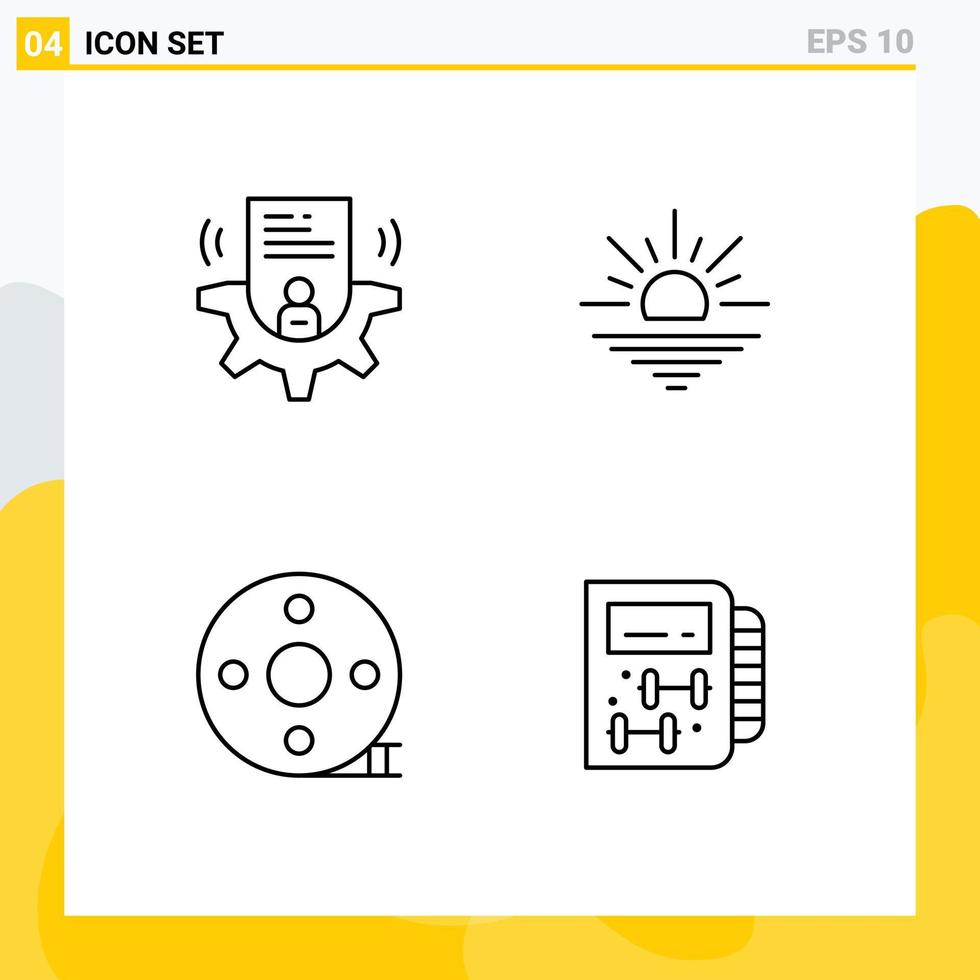 impostato di 4 moderno ui icone simboli segni per ambientazione cinematografia carta mattina battacchio tavola modificabile vettore design elementi