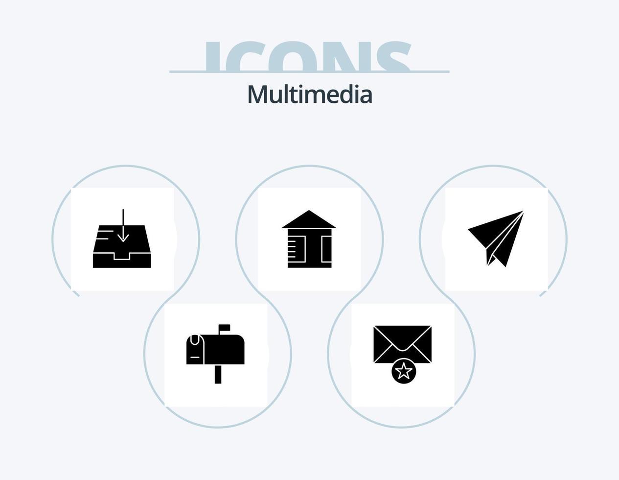 multimedia glifo icona imballare 5 icona design. . . ricevere. aereo. carta vettore