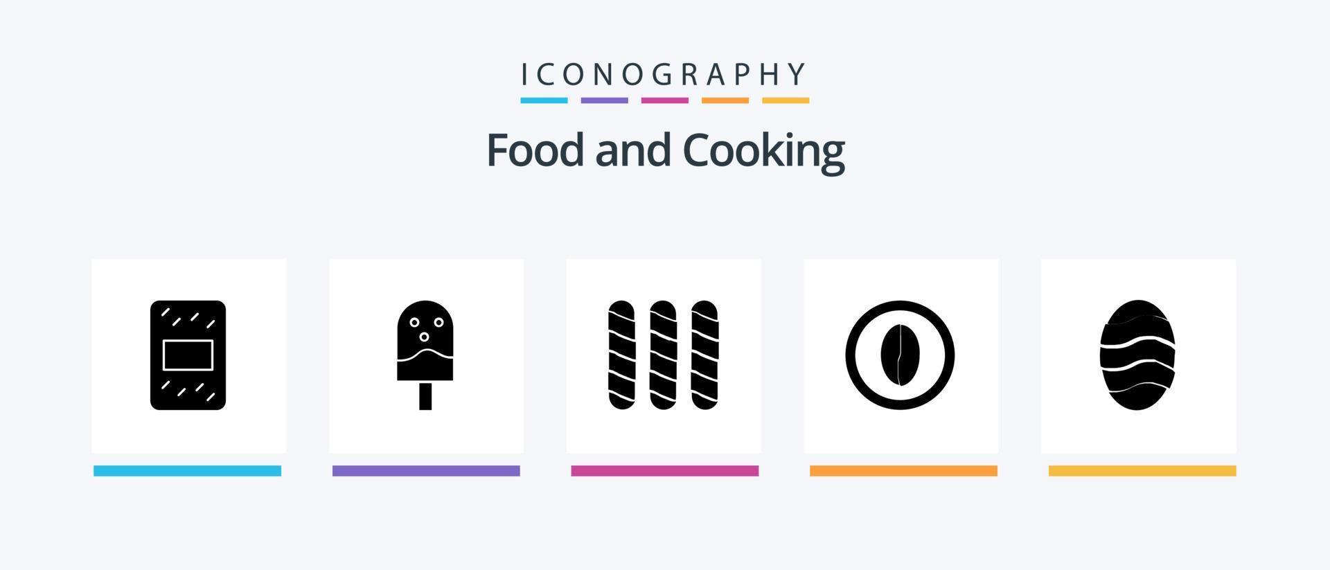 cibo glifo 5 icona imballare Compreso cibo. cottura al forno. francese. grano. bere. creativo icone design vettore