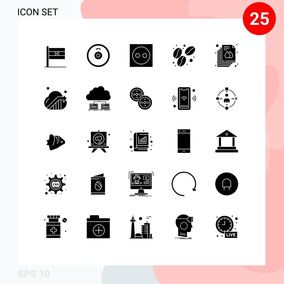 25 creativo icone moderno segni e simboli di Stampa documento elettrodomestici cibo fagiolo modificabile vettore design elementi