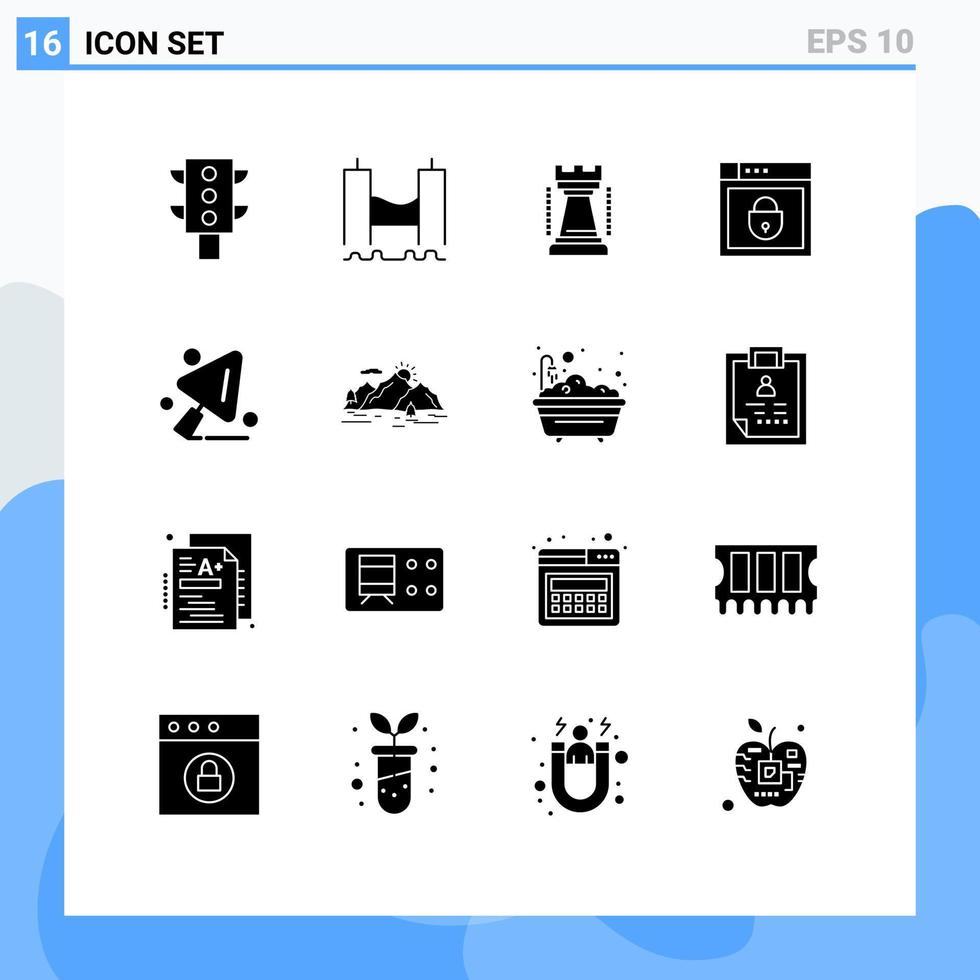 16 utente interfaccia solido glifo imballare di moderno segni e simboli di costruzione utensili ragnatela sicurezza divertimento scudo Internet modificabile vettore design elementi