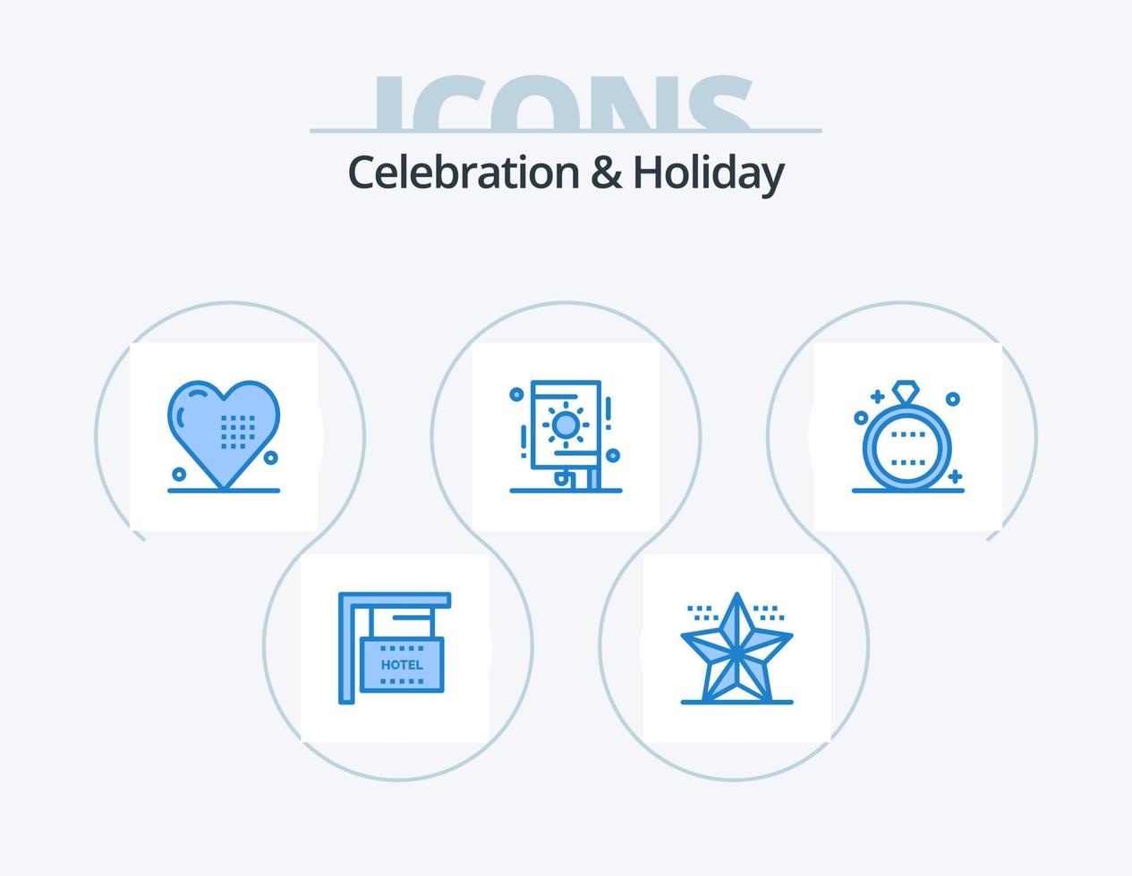 celebrazione e vacanza blu icona imballare 5 icona design. festa. Festival. stella. celebrazione. vacanza vettore