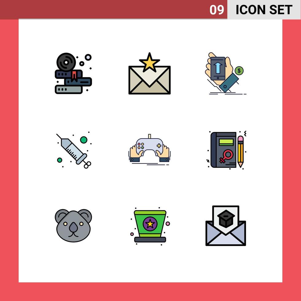 impostato di 9 moderno ui icone simboli segni per terme iniezione preferiti far cadere smartphone modificabile vettore design elementi