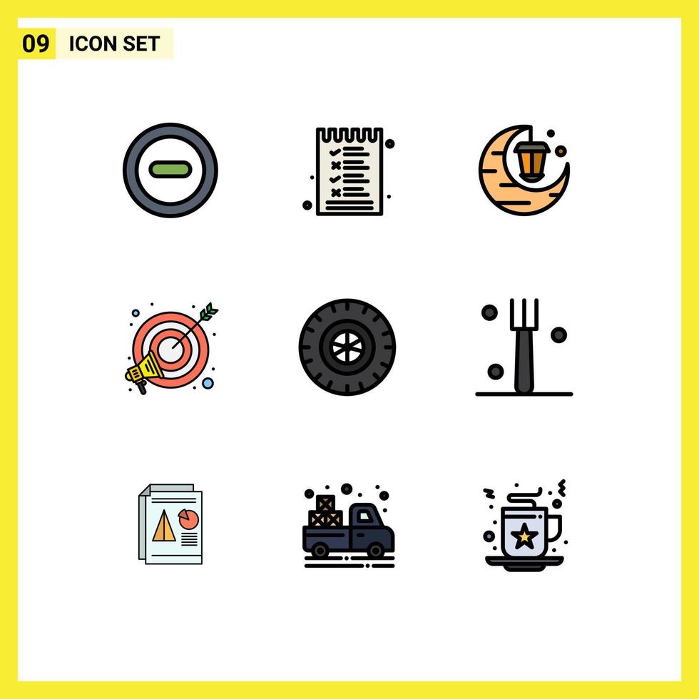 impostato di 9 moderno ui icone simboli segni per ruota auto celebrazione marketing bersaglio modificabile vettore design elementi