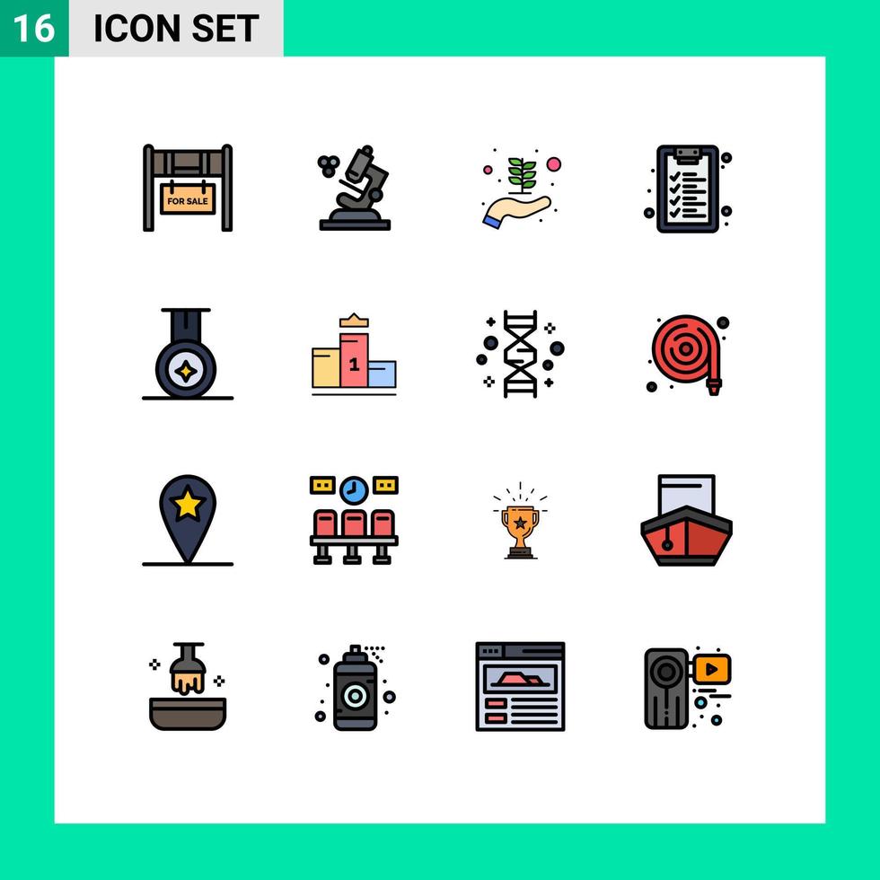 impostato di 16 commerciale piatto colore pieno Linee imballare per primo posto piedistallo crescita sport apprendimento modificabile creativo vettore design elementi