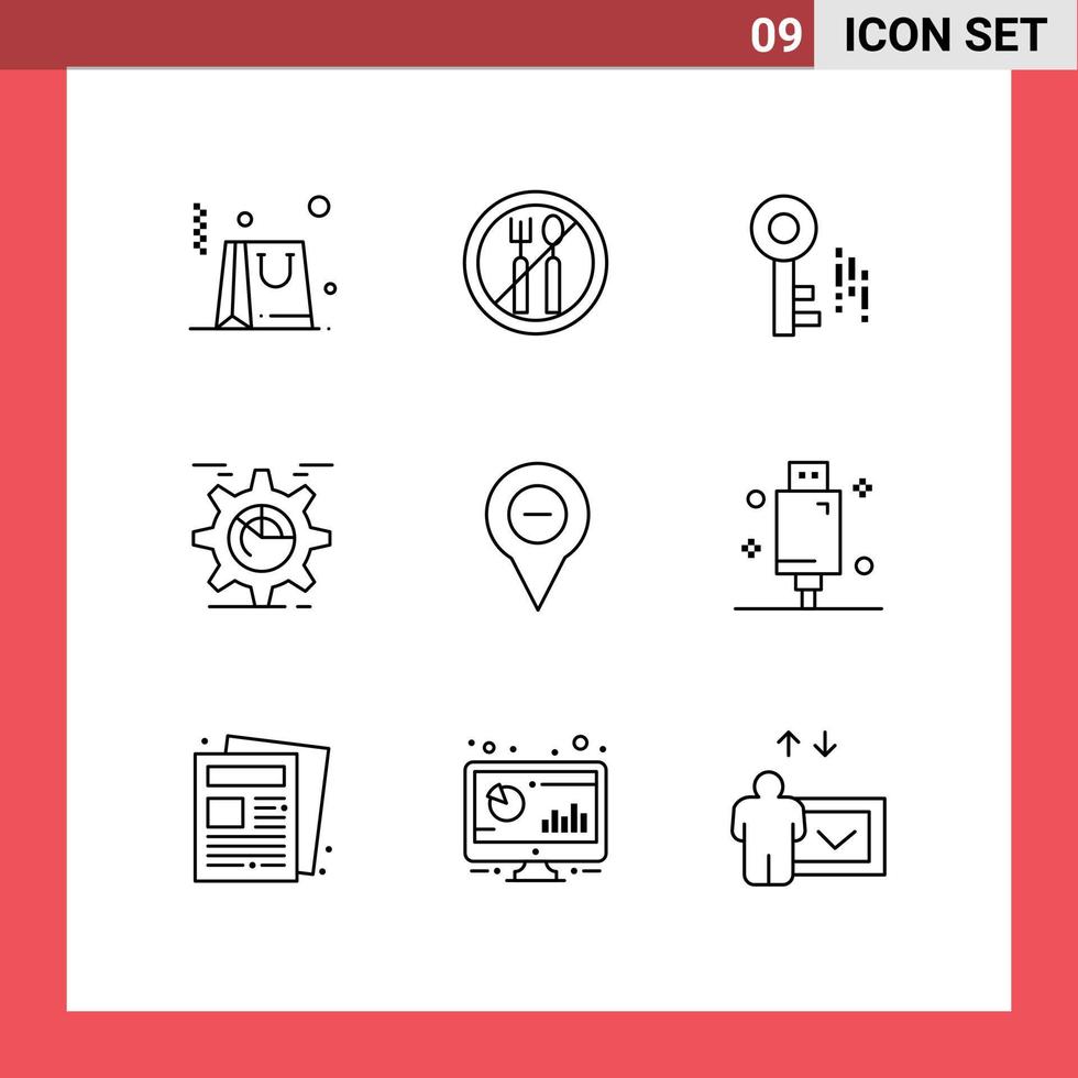 impostato di 9 moderno ui icone simboli segni per perno carta geografica chiave Posizione grafico modificabile vettore design elementi