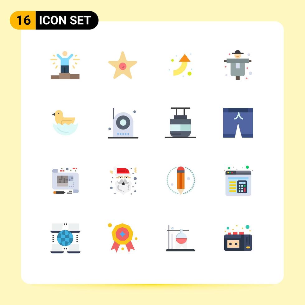 16 piatto colore concetto per siti web mobile e applicazioni telecamera uovo frecce anatra agricoltura modificabile imballare di creativo vettore design elementi