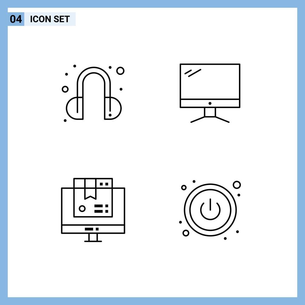 azione vettore icona imballare di 4 linea segni e simboli per cuffia computer computer imac shopping modificabile vettore design elementi