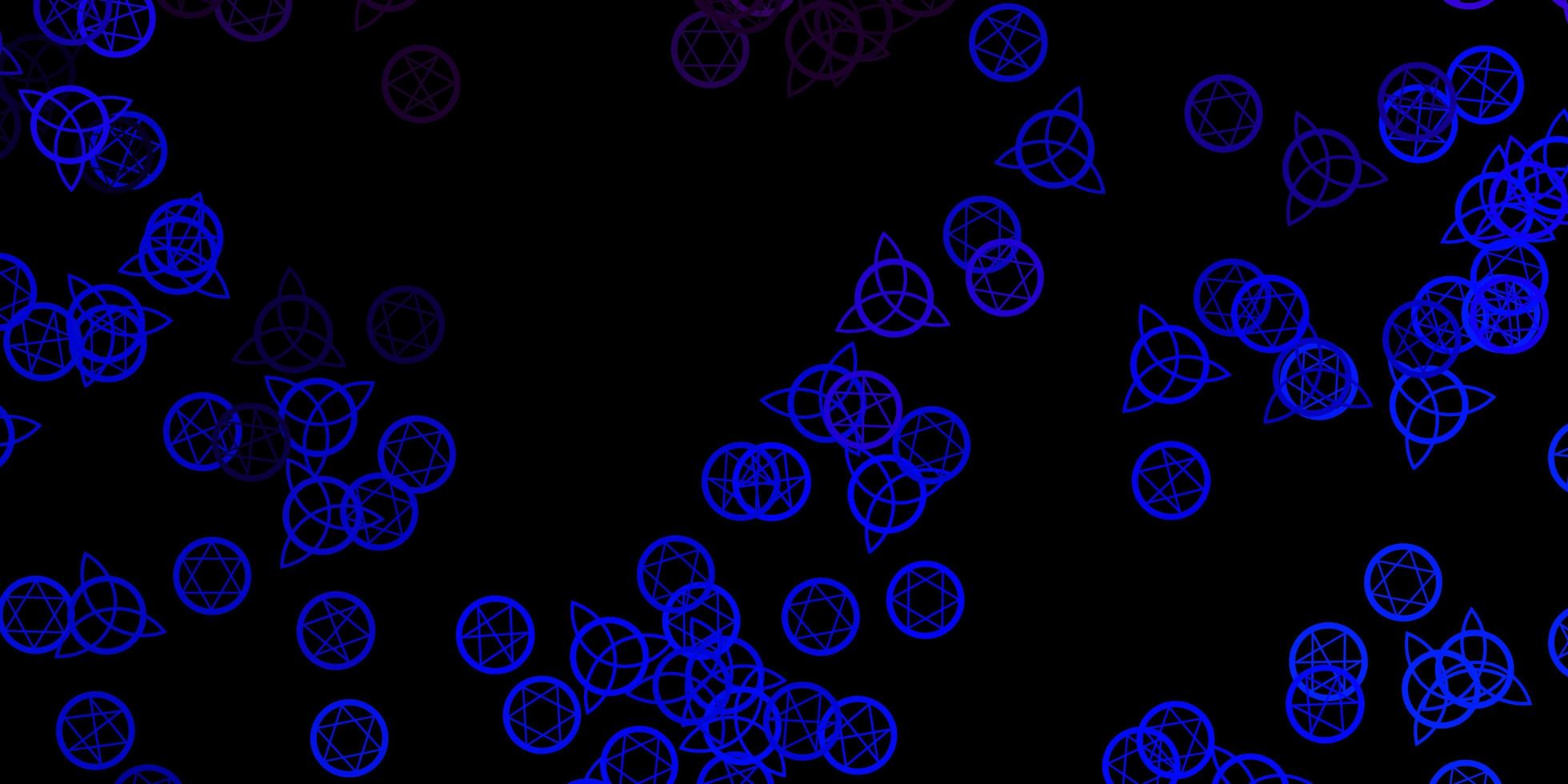 sfondo vettoriale rosa scuro, blu con simboli occulti.