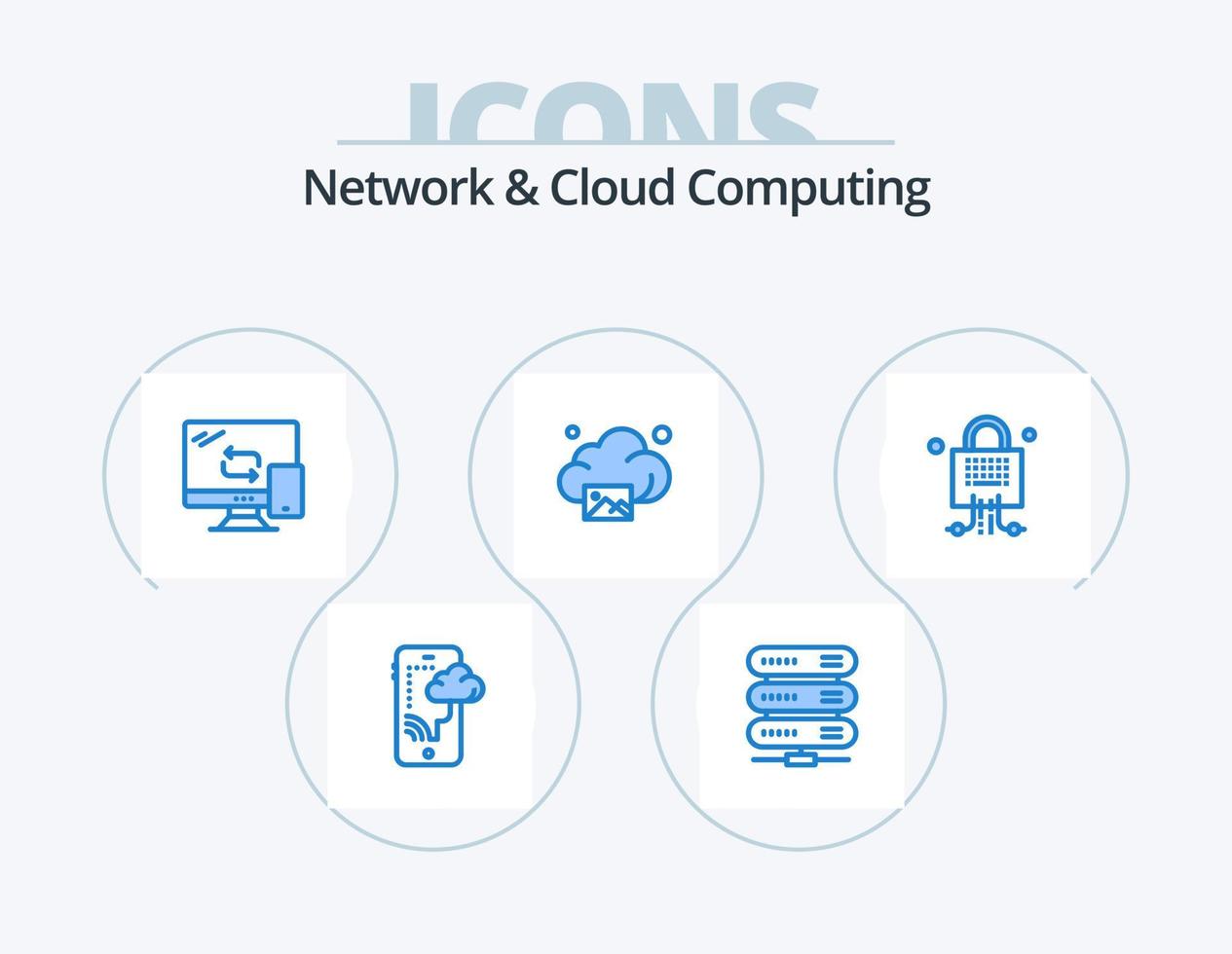 Rete e nube calcolo blu icona imballare 5 icona design. bloccato. tecnologia. informatica. Immagine. nube vettore