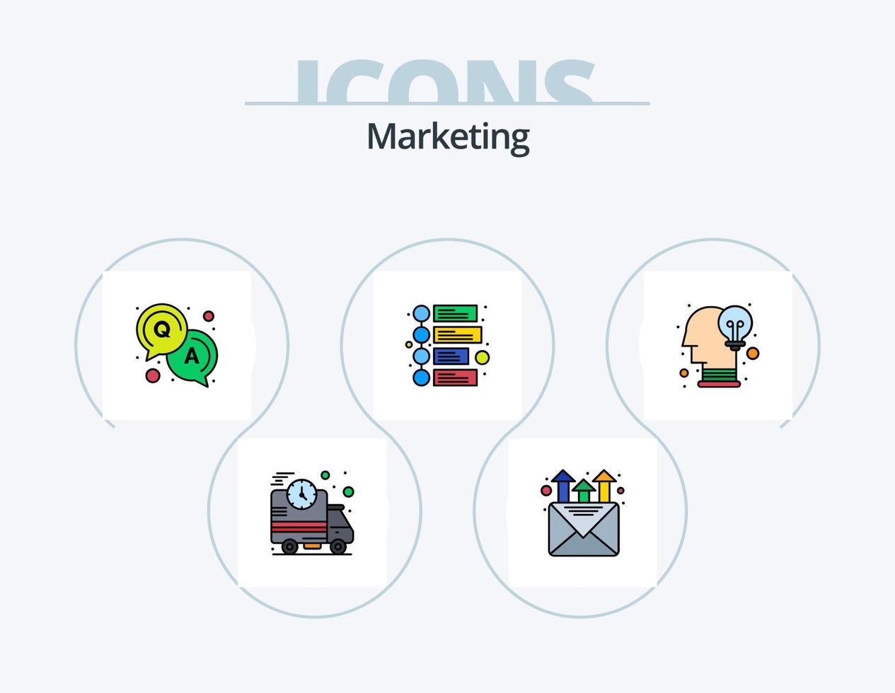 marketing linea pieno icona imballare 5 icona design. . opinione. pagamento. marketing. opinione vettore