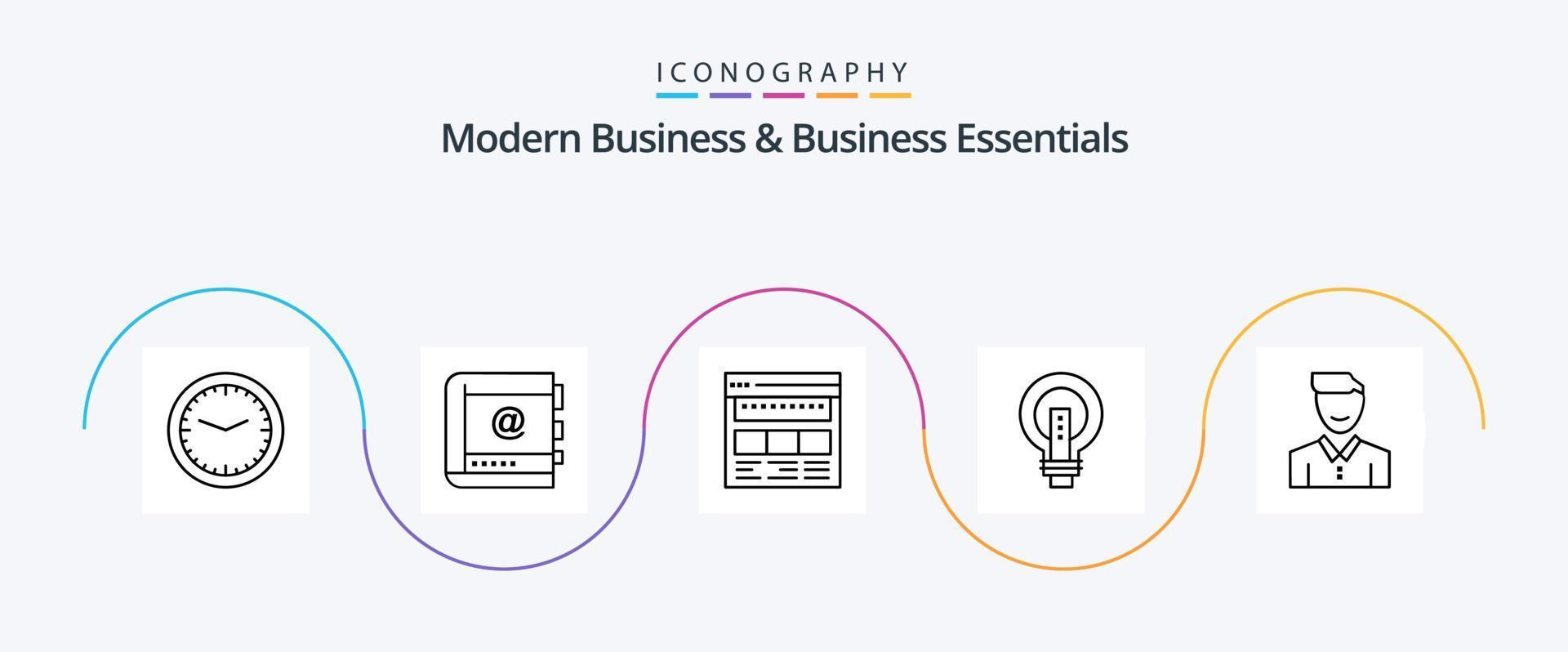 moderno attività commerciale e attività commerciale essenziali linea 5 icona imballare Compreso ragnatela. aziendale. contatti. attività commerciale. sito web vettore