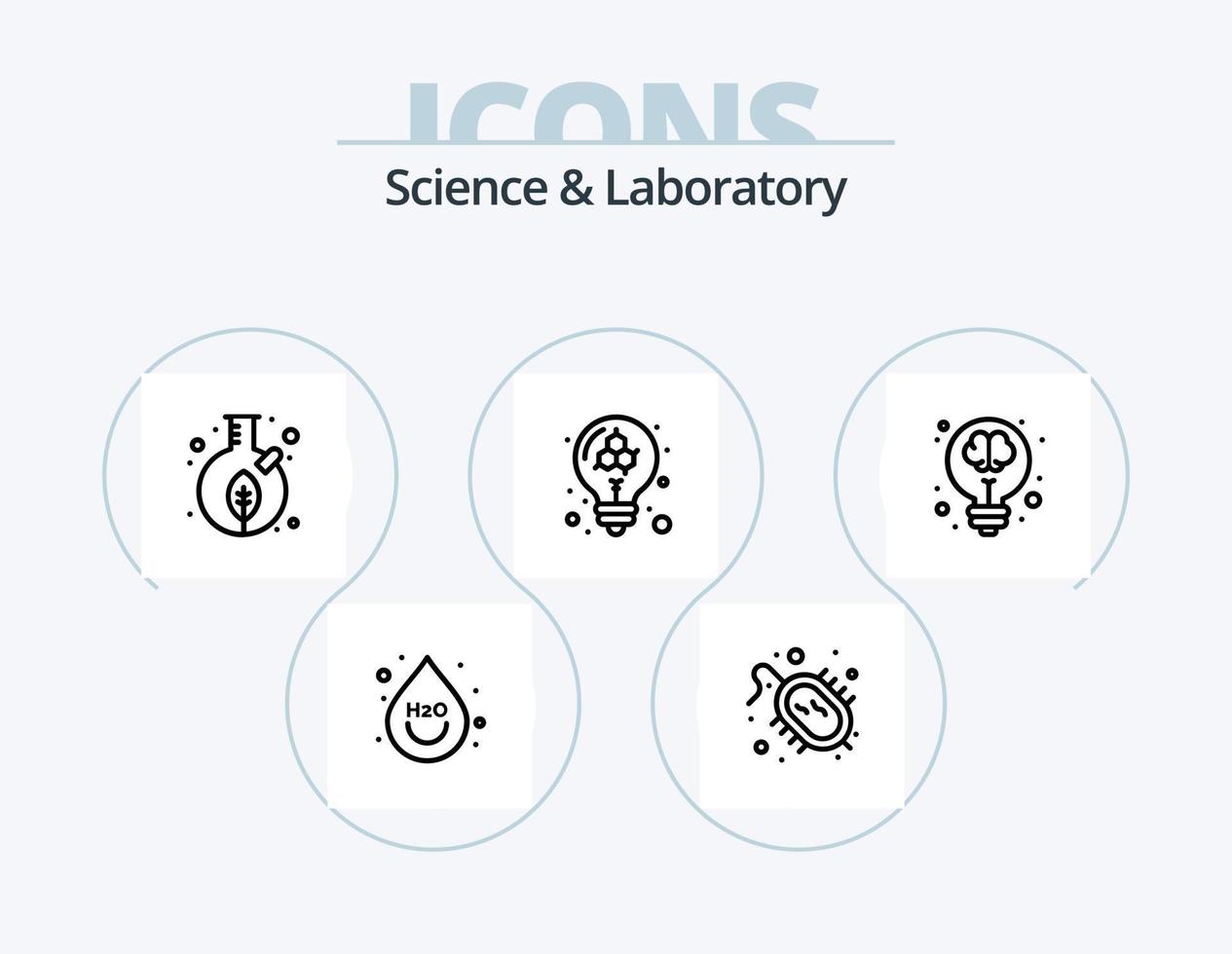 scienza linea icona imballare 5 icona design. modello. lampadina. bere. laboratorio. laboratorio vettore