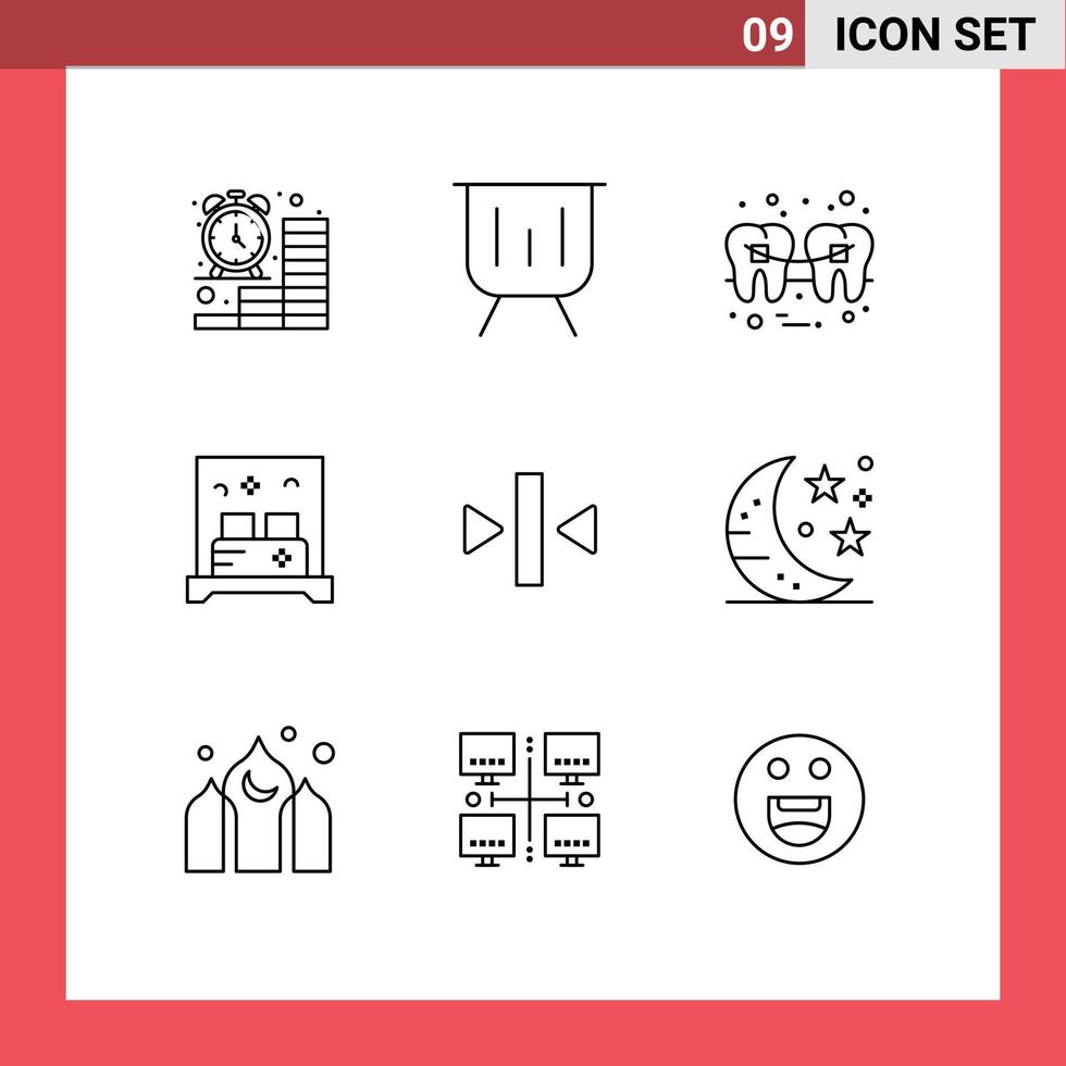 impostato di 9 moderno ui icone simboli segni per camera letto prestazione filo Salute modificabile vettore design elementi