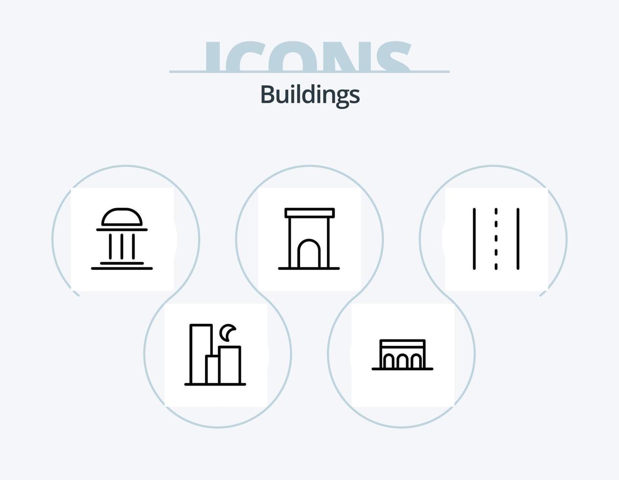 edifici linea icona imballare 5 icona design. mercato. costruzione. colonna. monumento. colonne vettore