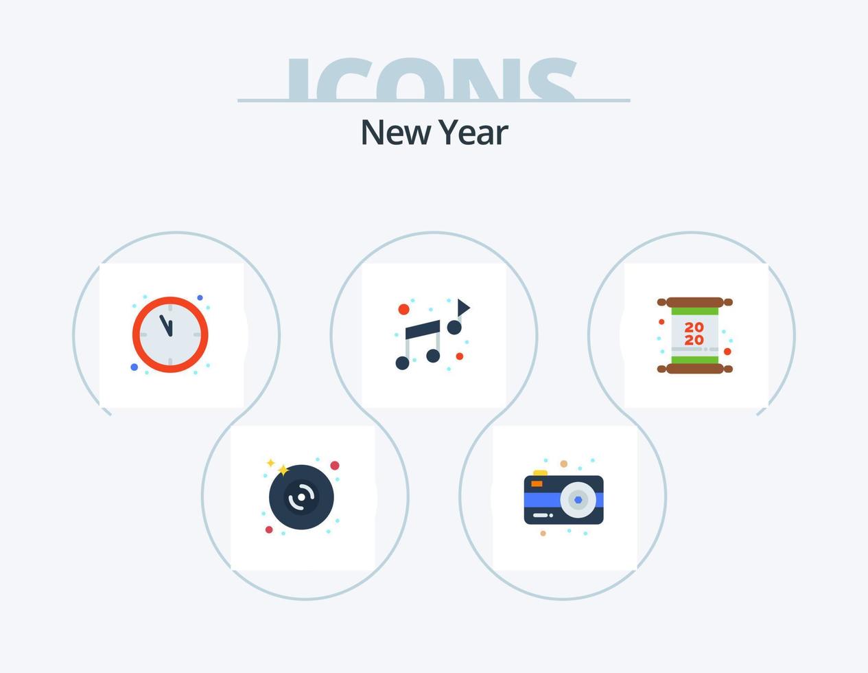 nuovo anno piatto icona imballare 5 icona design. . invitare. conto alla rovescia. invito. suono vettore
