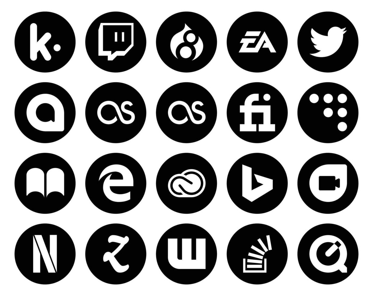 20 sociale media icona imballare Compreso bing cc Google allo creativo nube ibooks vettore