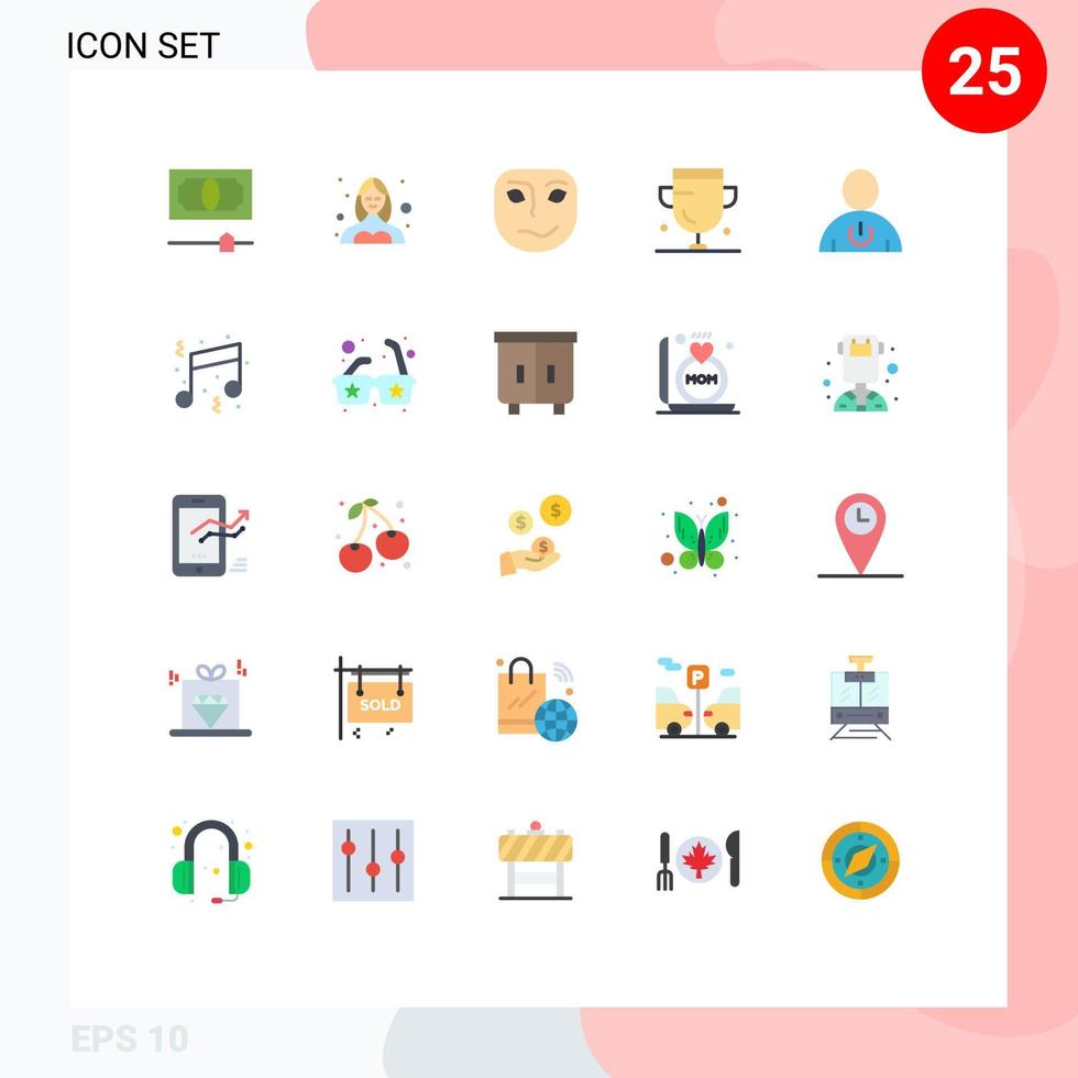 25 piatto colore concetto per siti web mobile e applicazioni avatar medaglia allegro tazza realizzazione modificabile vettore design elementi