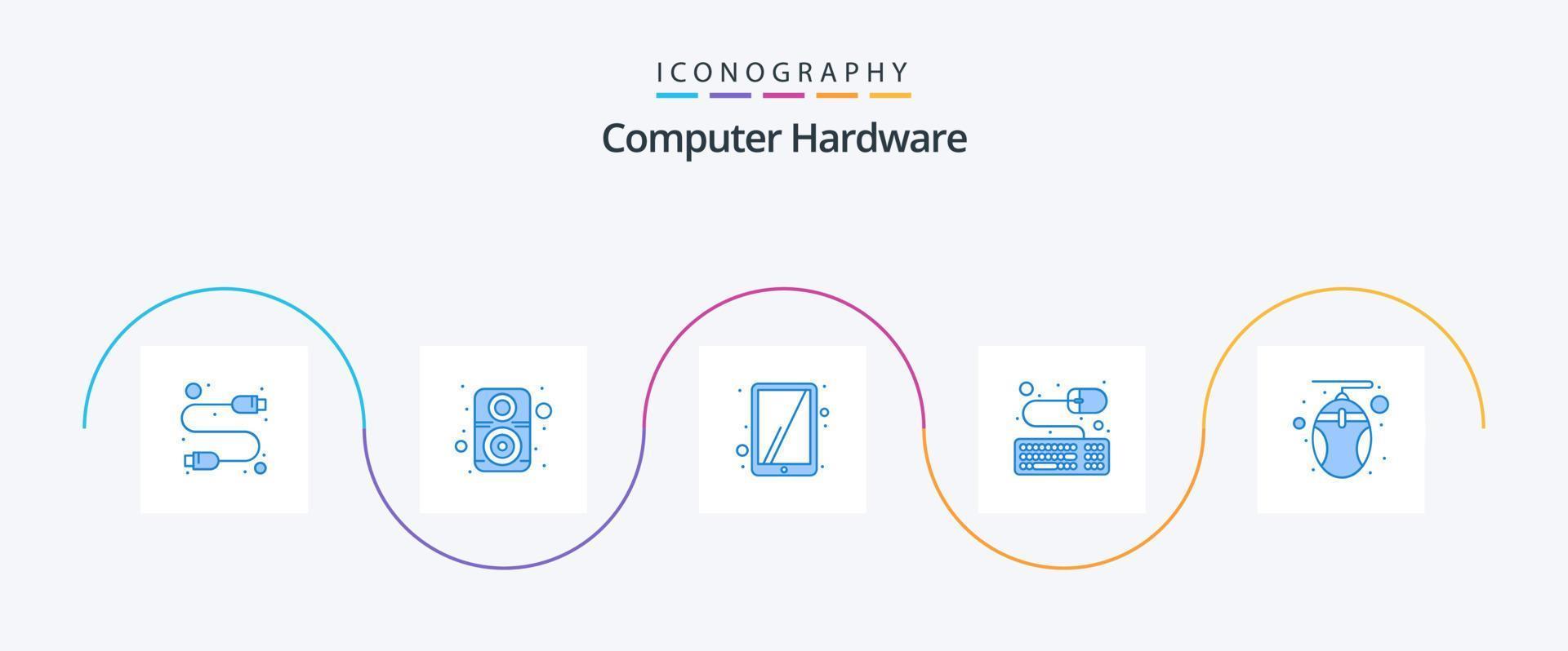 computer hardware blu 5 icona imballare Compreso tecnologia. hardware. ipad. computer. tastiera vettore