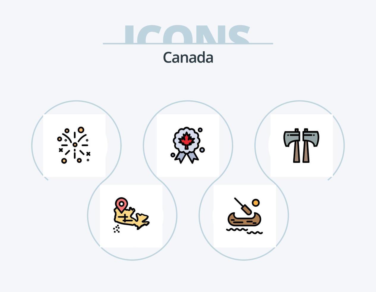 Canada linea pieno icona imballare 5 icona design. artico. Canada. foglia. polare. animale vettore