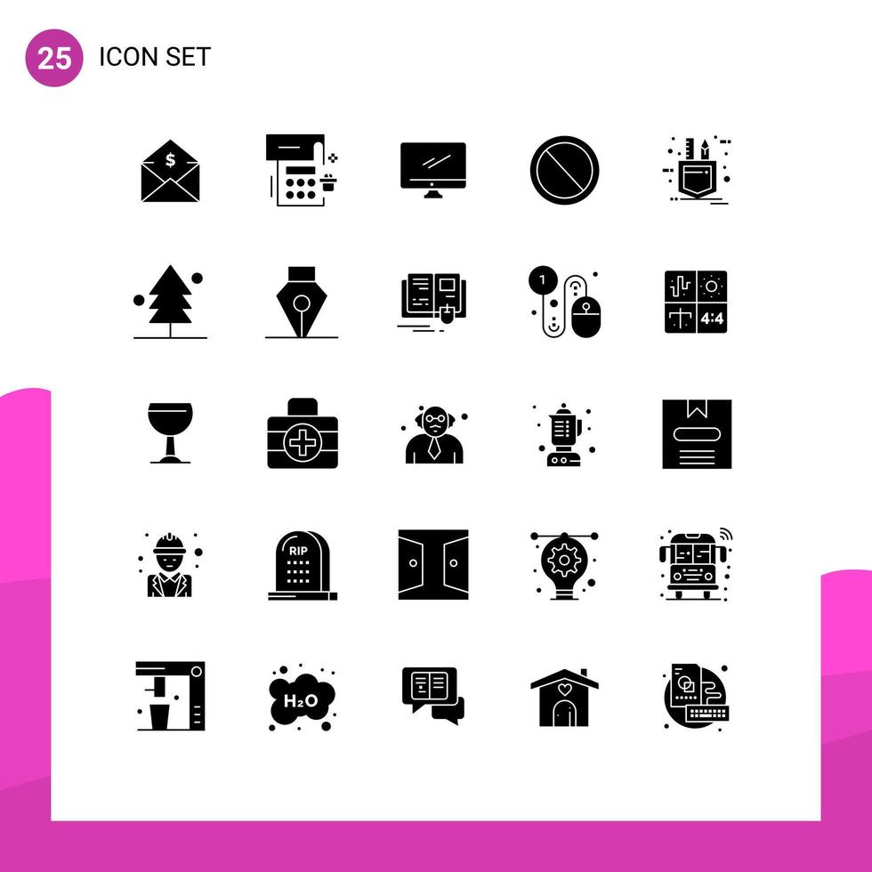 solido glifo imballare di 25 universale simboli di utente no festa interfaccia imac modificabile vettore design elementi