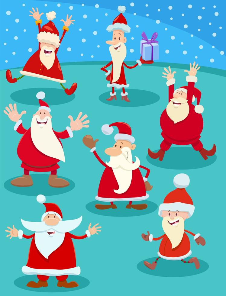 personaggi dei cartoni animati di Babbo Natale nel periodo natalizio vettore