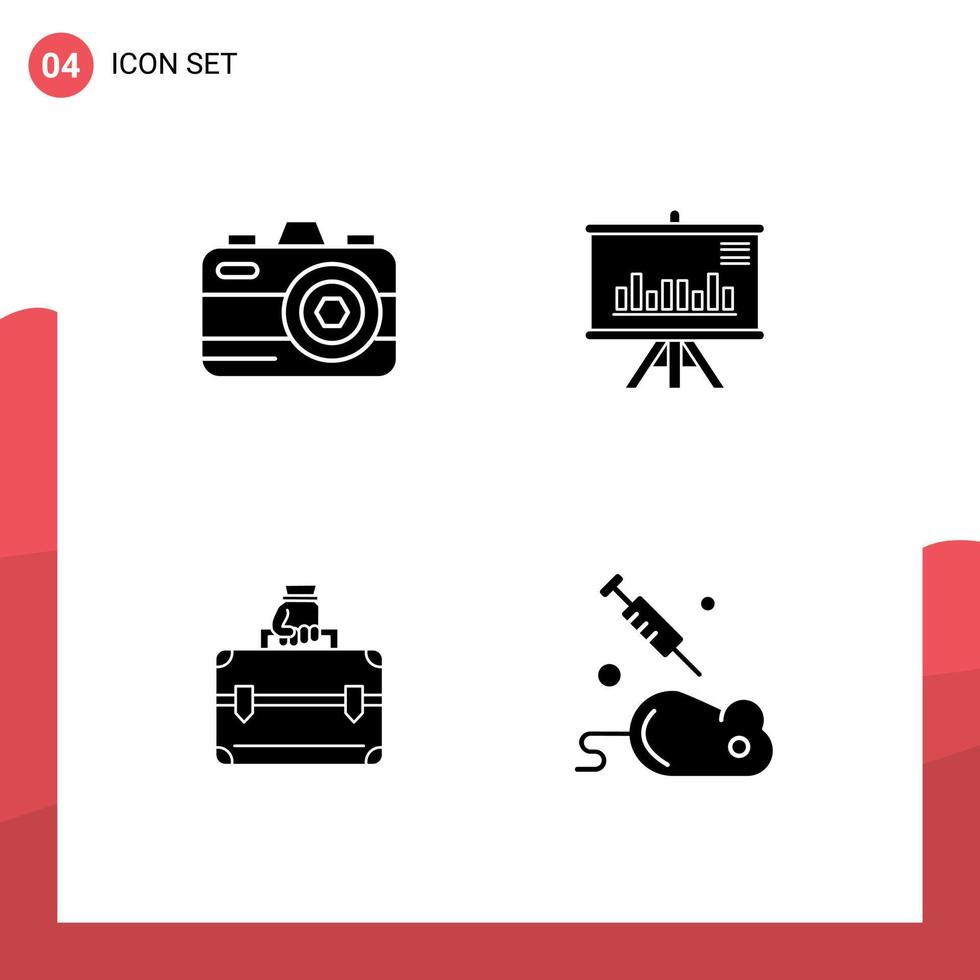 4 creativo icone moderno segni e simboli di telecamera Astuccio presentazione attività commerciale sperimentare modificabile vettore design elementi