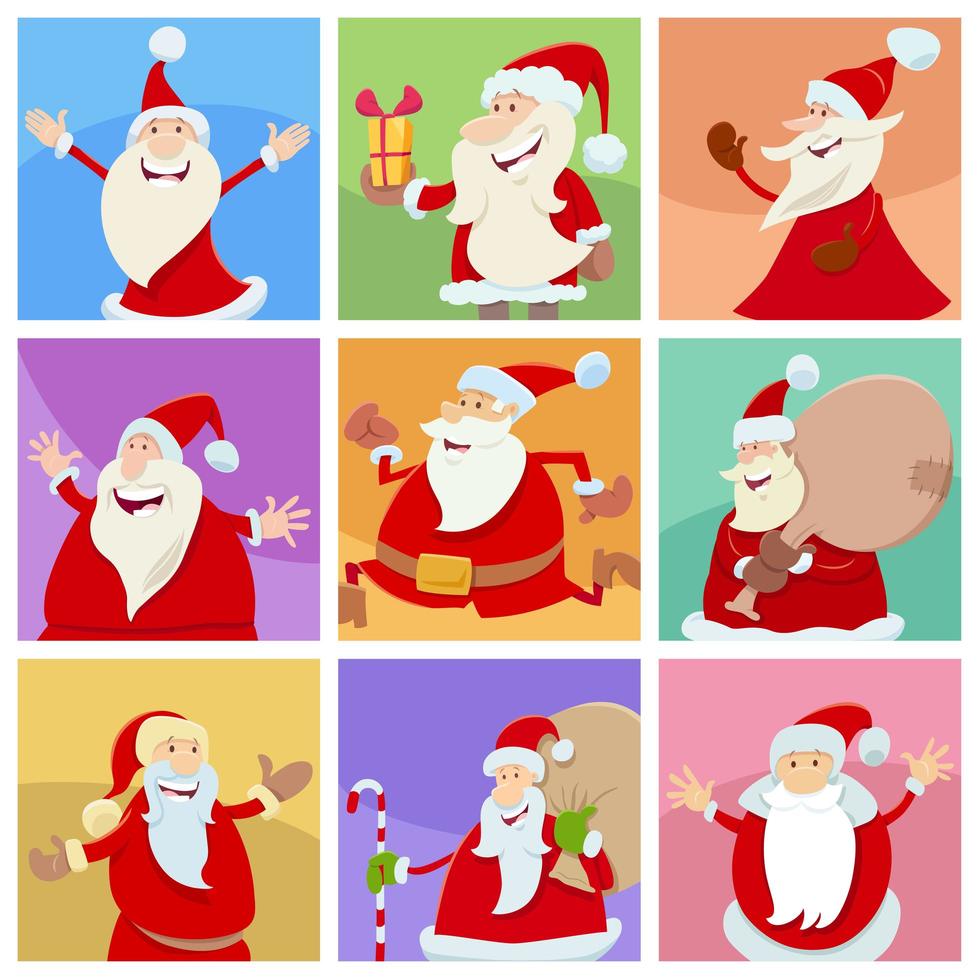 design per le vacanze con divertenti personaggi natalizi. vettore