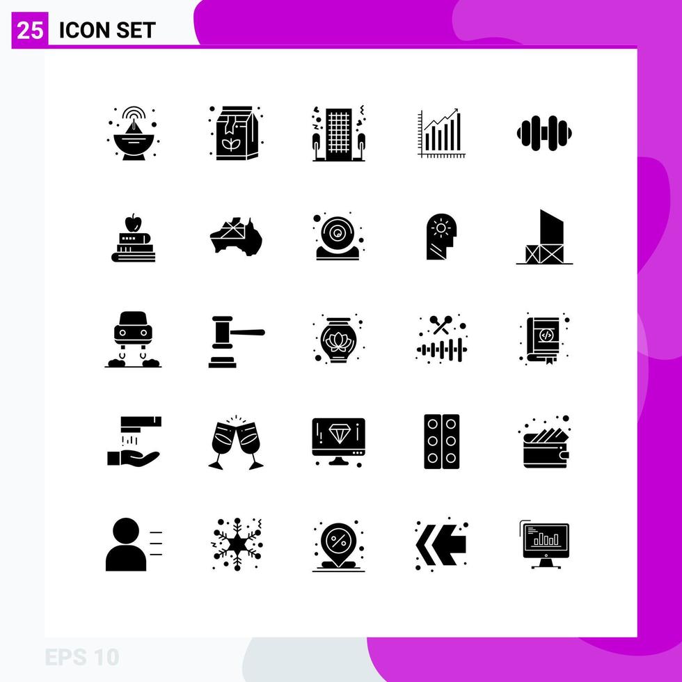 25 solido glifo concetto per siti web mobile e applicazioni statistica diagramma Hotel attività commerciale grafico modificabile vettore design elementi