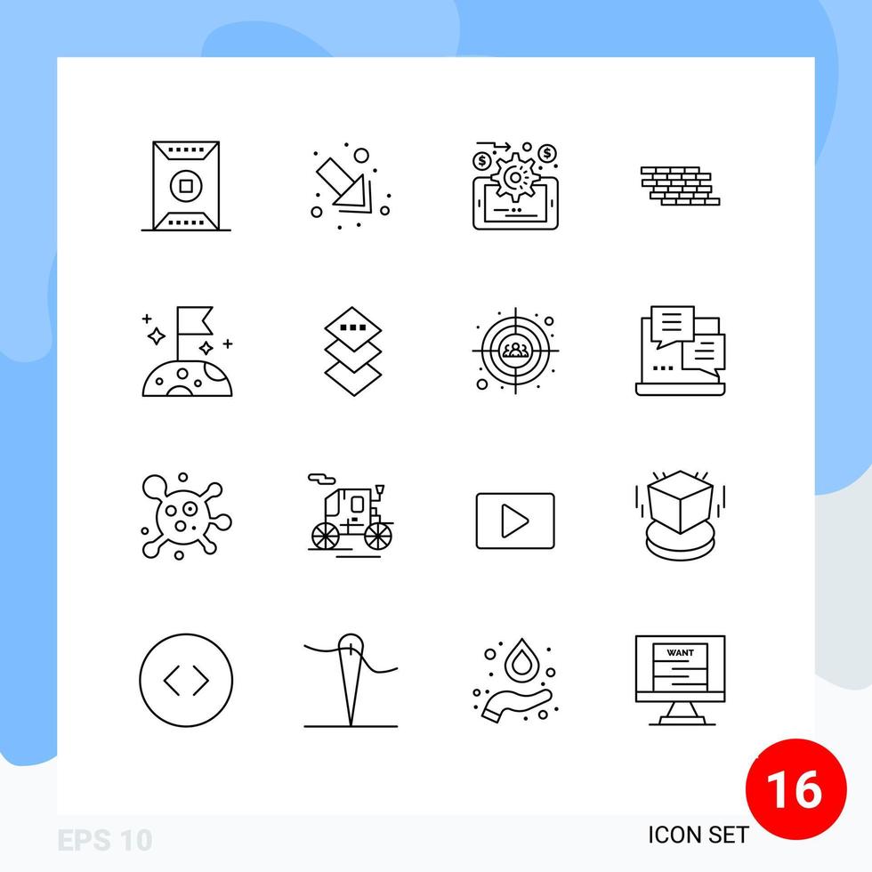 16 utente interfaccia schema imballare di moderno segni e simboli di lento mattoni analitica mattone sicurezza modificabile vettore design elementi