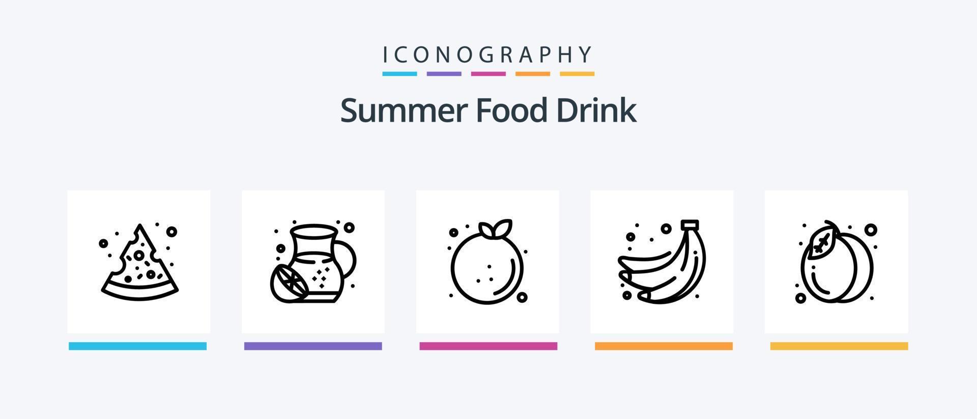 estate cibo bevanda linea 5 icona imballare Compreso dolce. ghiaccio crema. vacanza. estate. spiedino. creativo icone design vettore