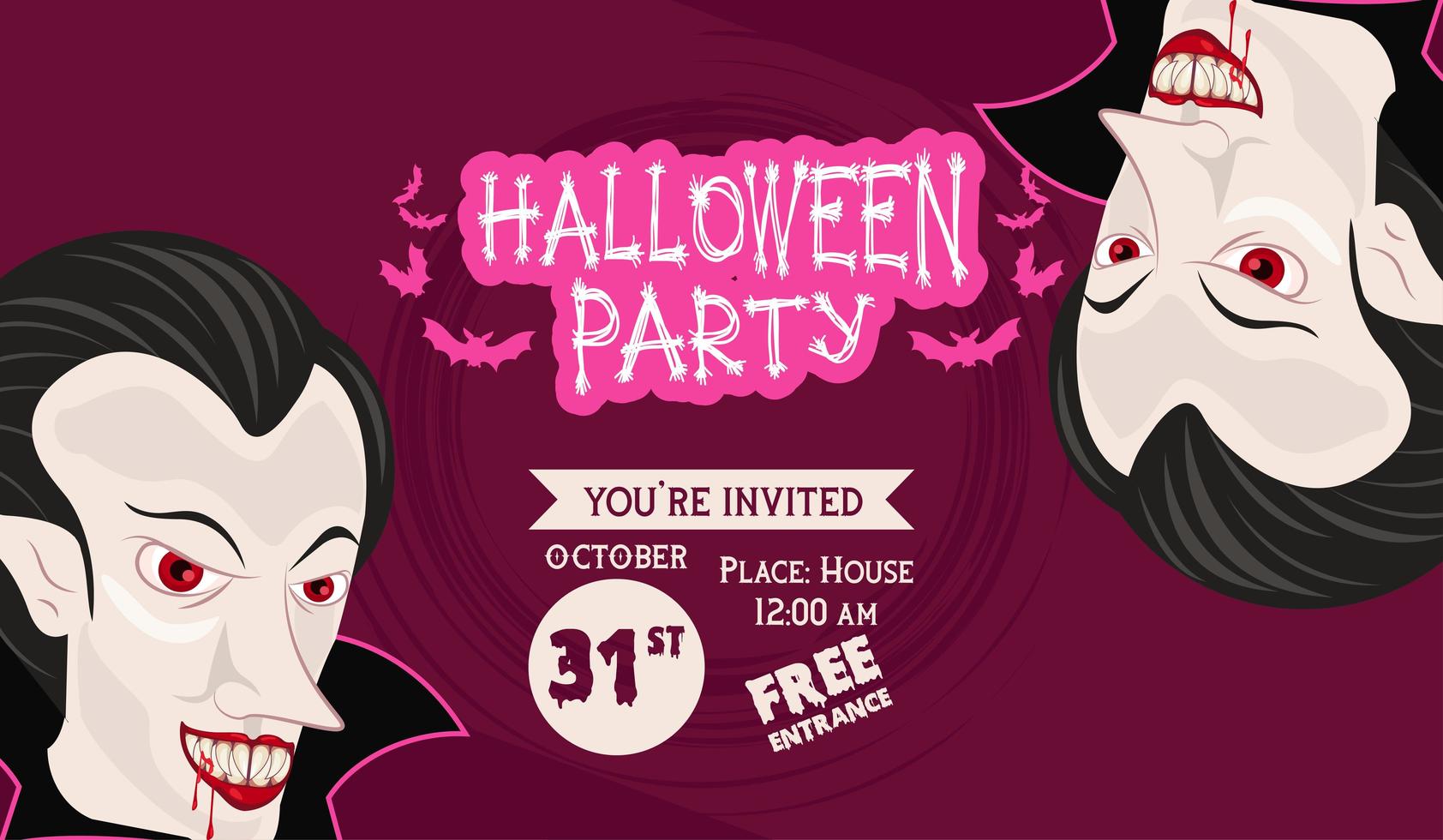 poster di celebrazione festa horror di halloween con vampiri vettore